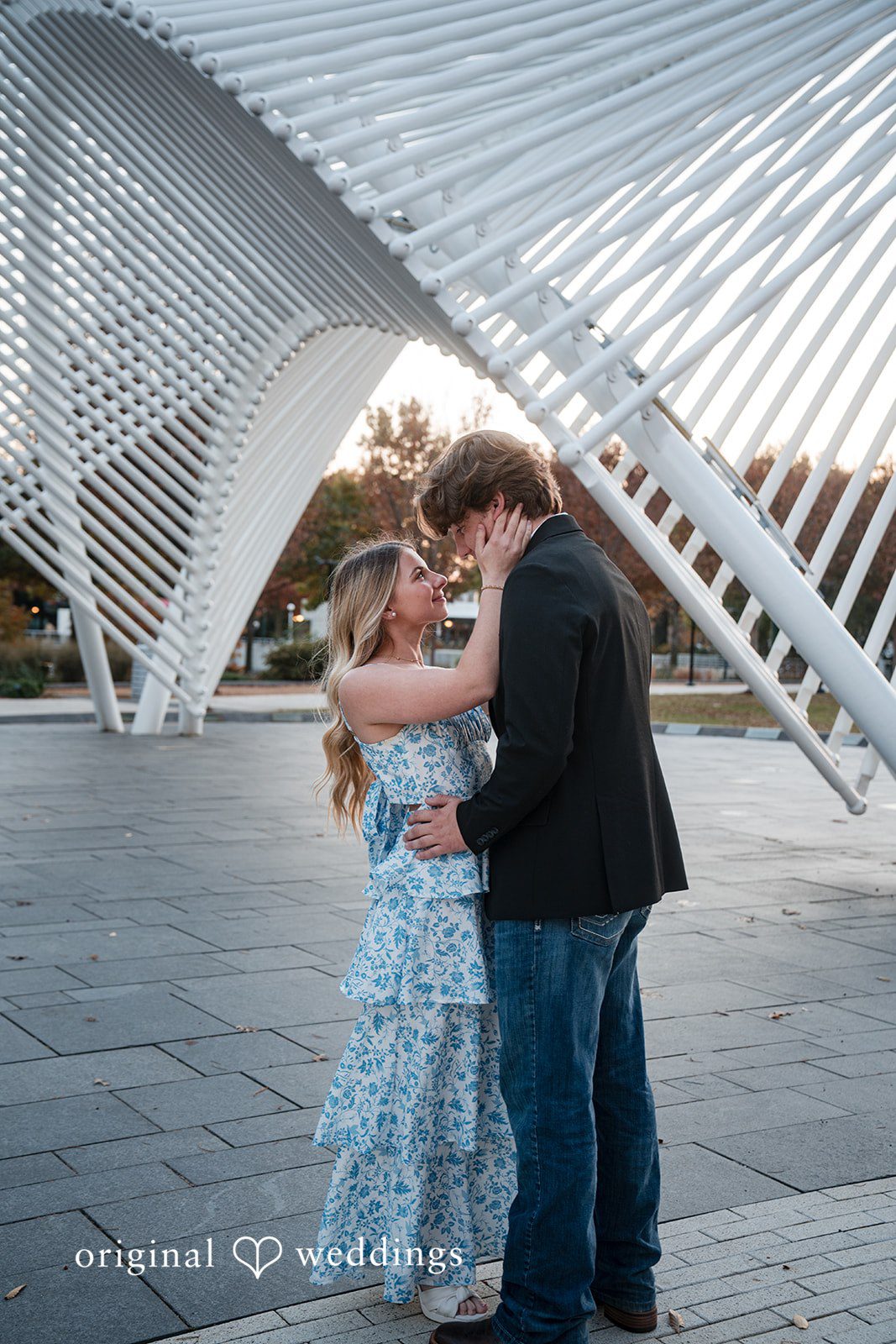 Romantic moment of couple at Colcord Hotel