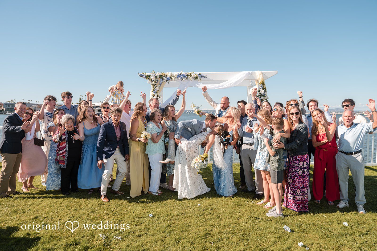 Wedding guests group portrait at Colorado Cays Yacht Club