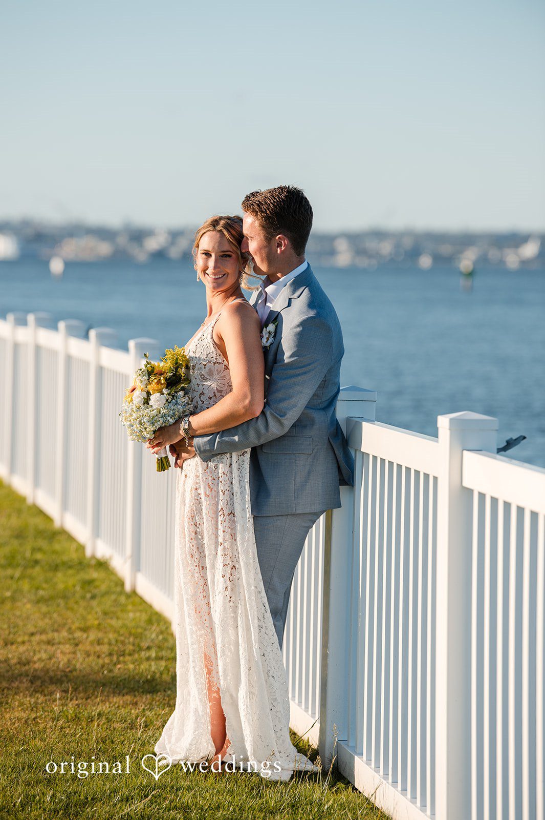 Romantic waterfront couple portrait at Colorado Cays Yacht Club