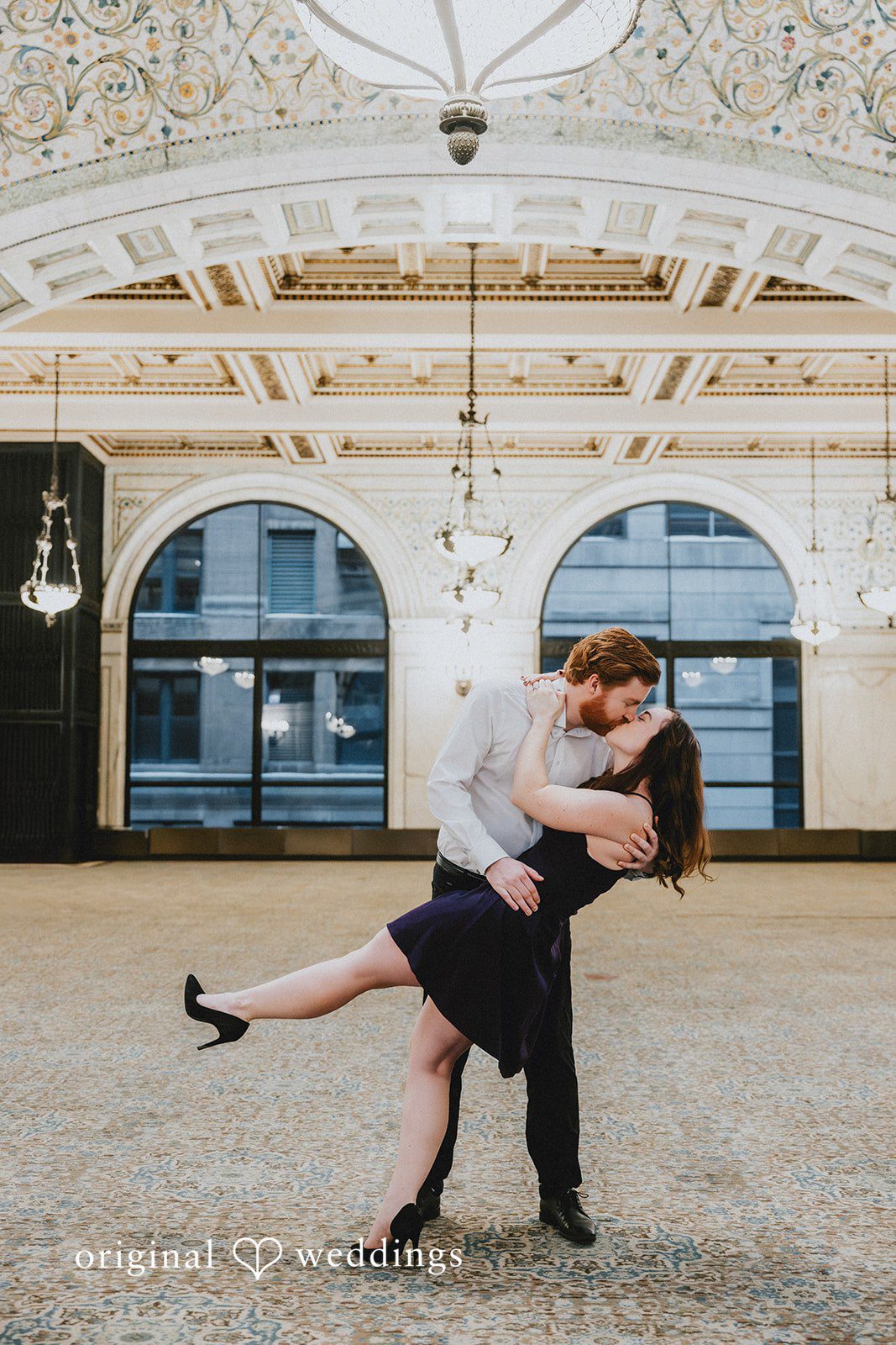 Lovely pose of couple while kissing with beautiful background