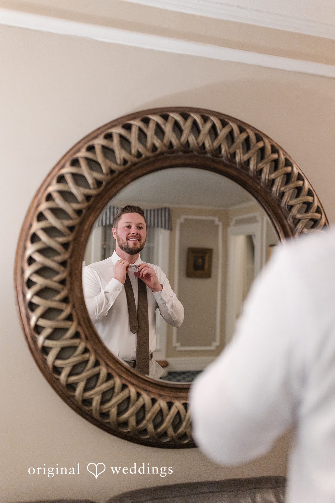 The groom gets ready