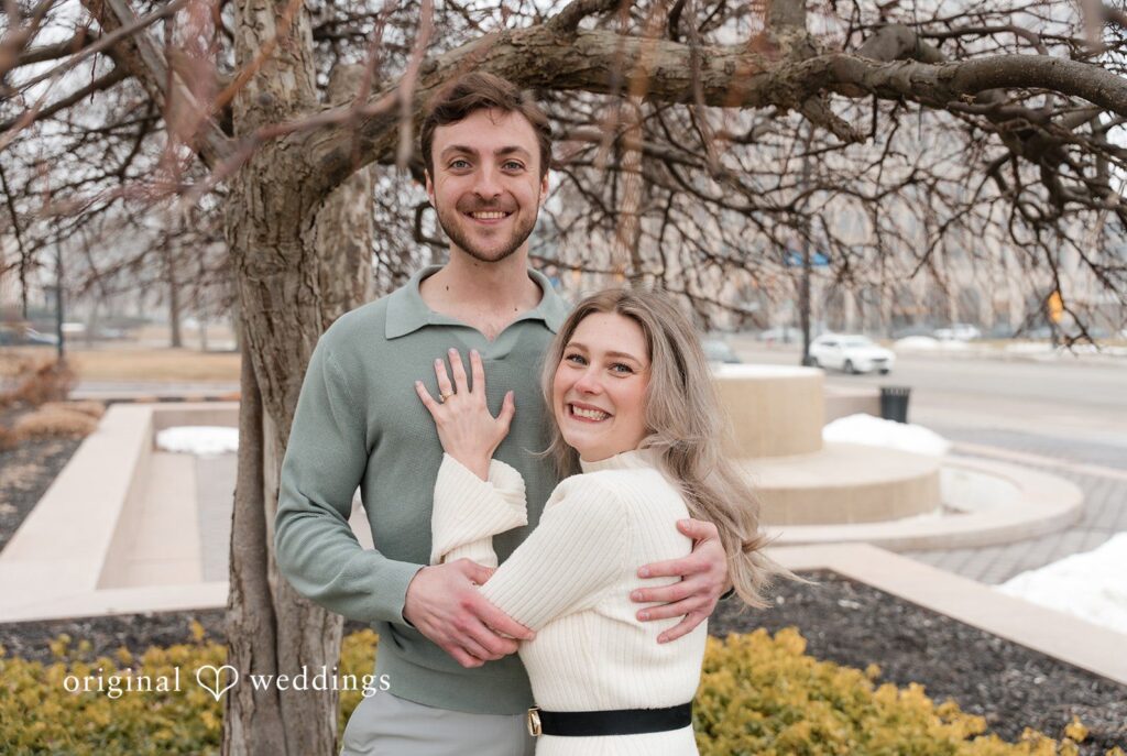 Engagement photography services at Detroit Public Library by original weddings capturing the love story of couple