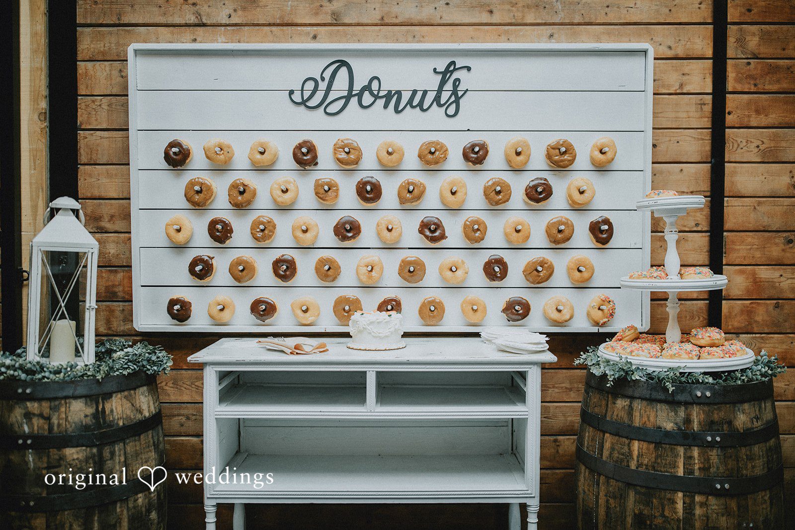 Catalyna + Nik Donut wall display at Dragonfly Farms Wedding and Event Venue