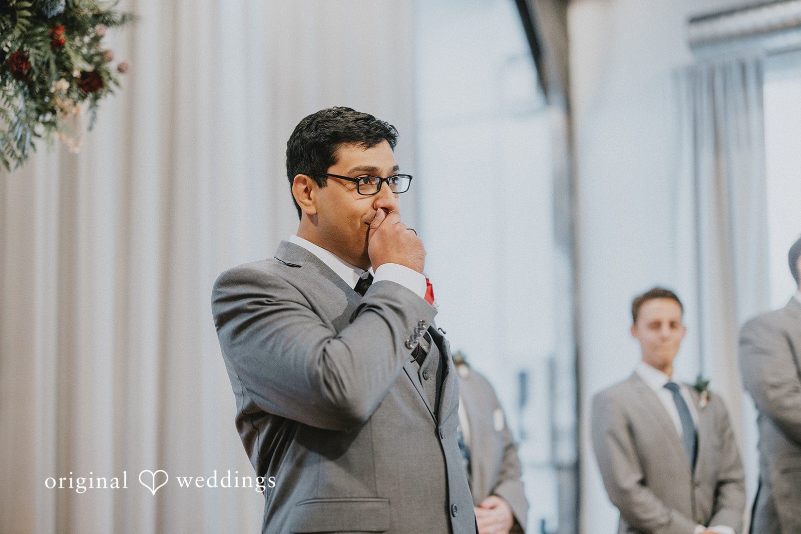 Stefani + Andrew Elegant groom picture with emotional wedding expression