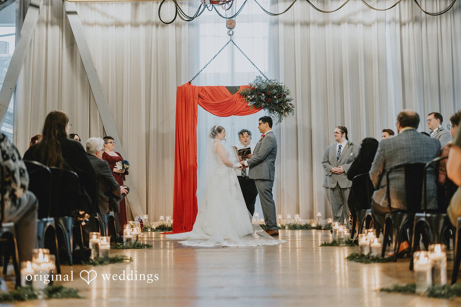 Stefani + Andrew Elegant wedding ceremony at Ederer Hall captured by Seattle wedding photographers from Original Weddings