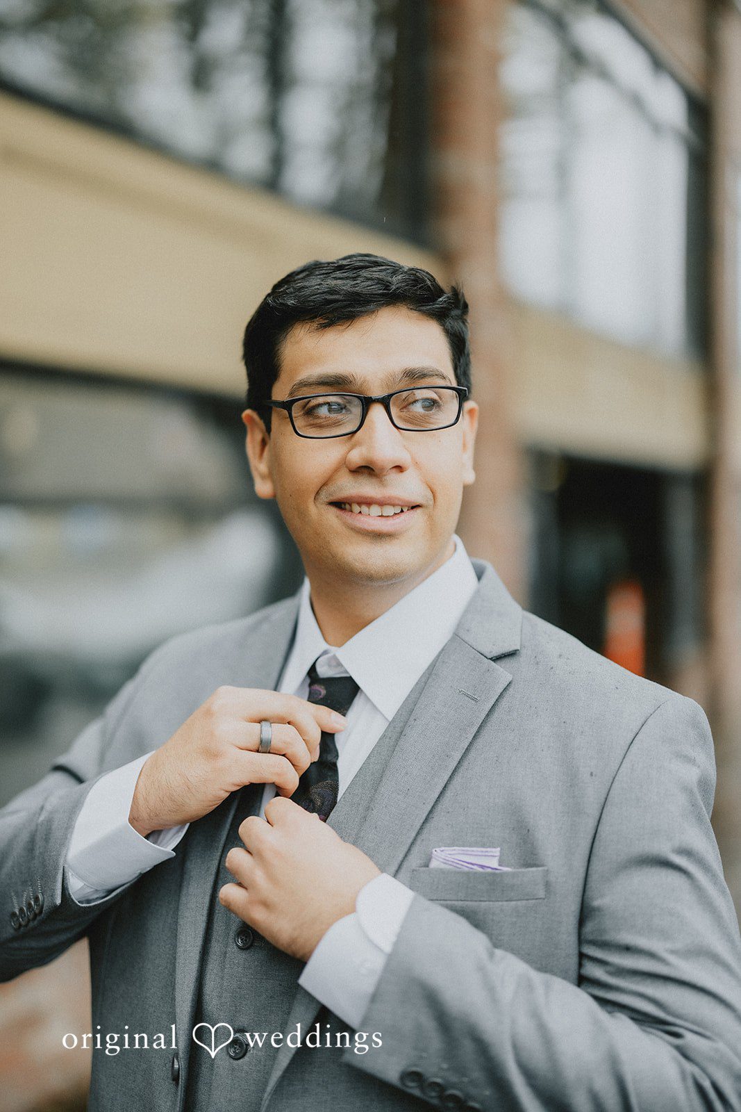 Stefani + Andrew Stylish groom portrait captured by Seattle wedding photographers from Original Weddings
