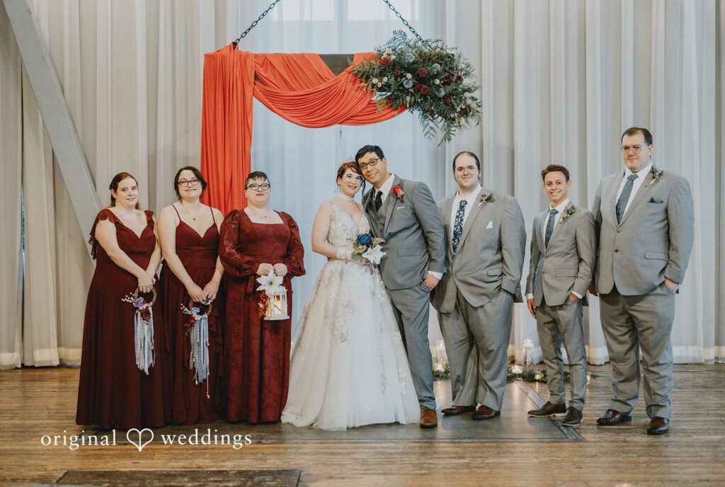 Stefani + Andrew Elegant wedding group picture captured by Seattle wedding photographers from Original Weddings