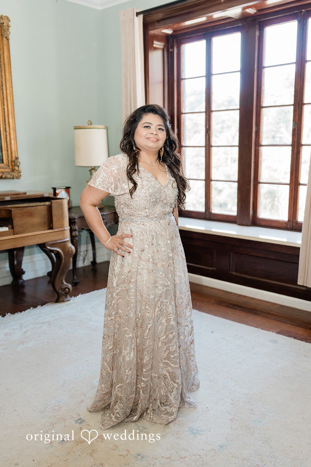 Lovely picture of bride after getting ready for ceremony at Elliston Vineyards