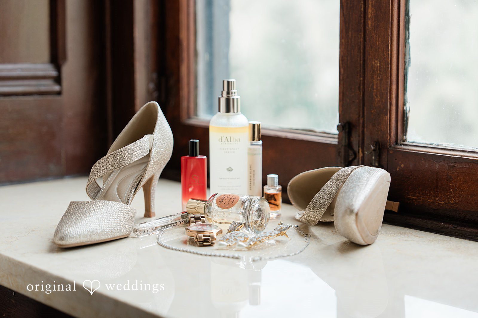 Intimate shot of bride's accessories