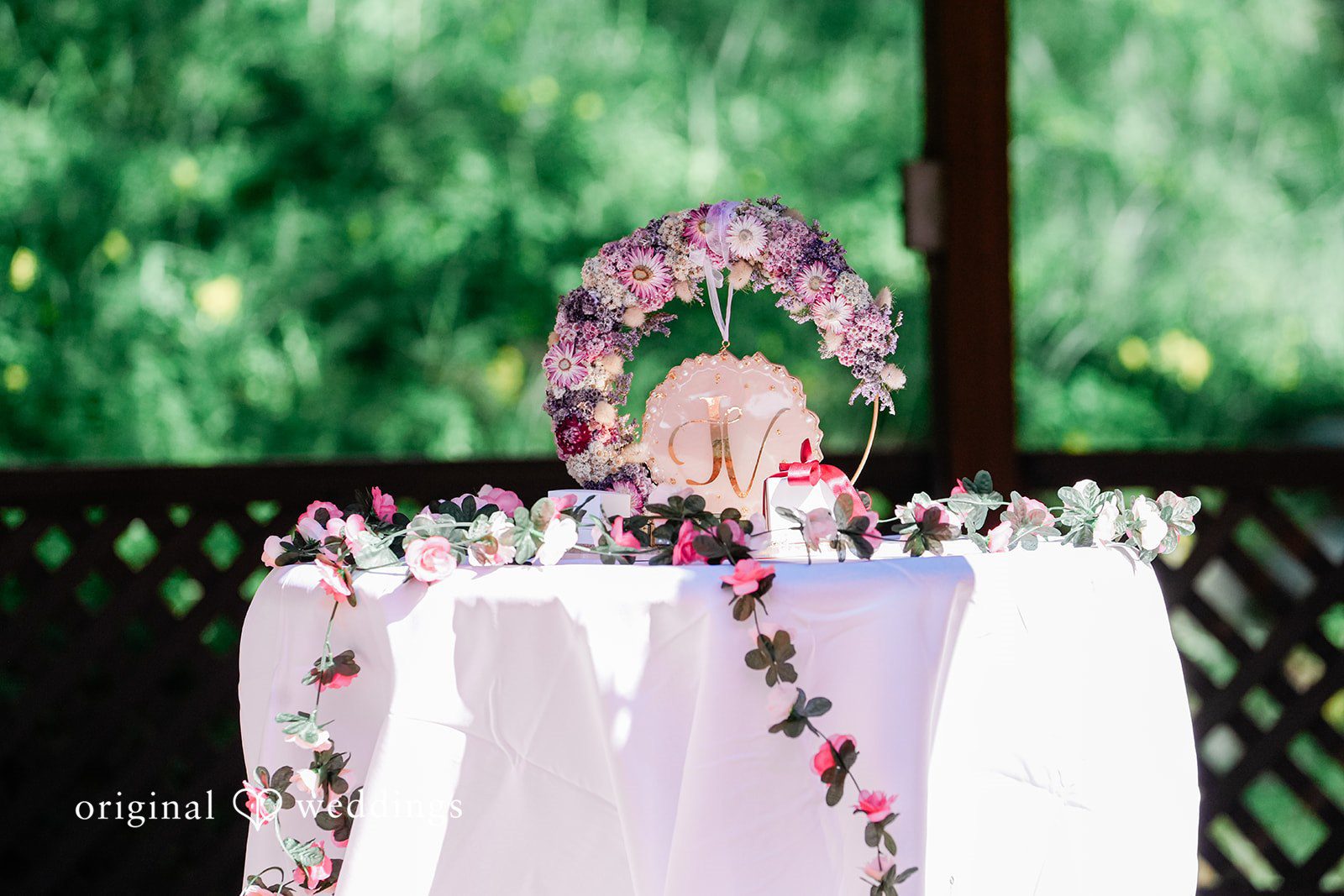 Beautiful decoration of table for ceremony at Elliston Vineyards
