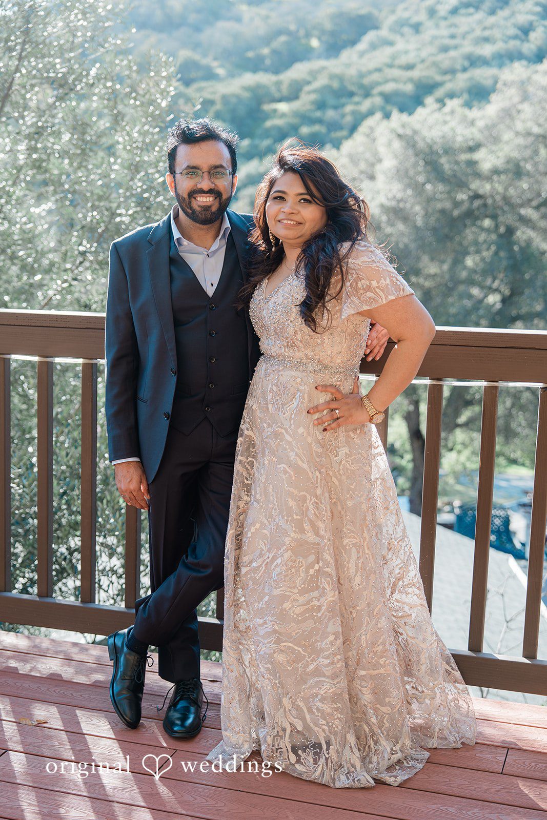 Elegant portrait of couple at Elliston Vineyards
