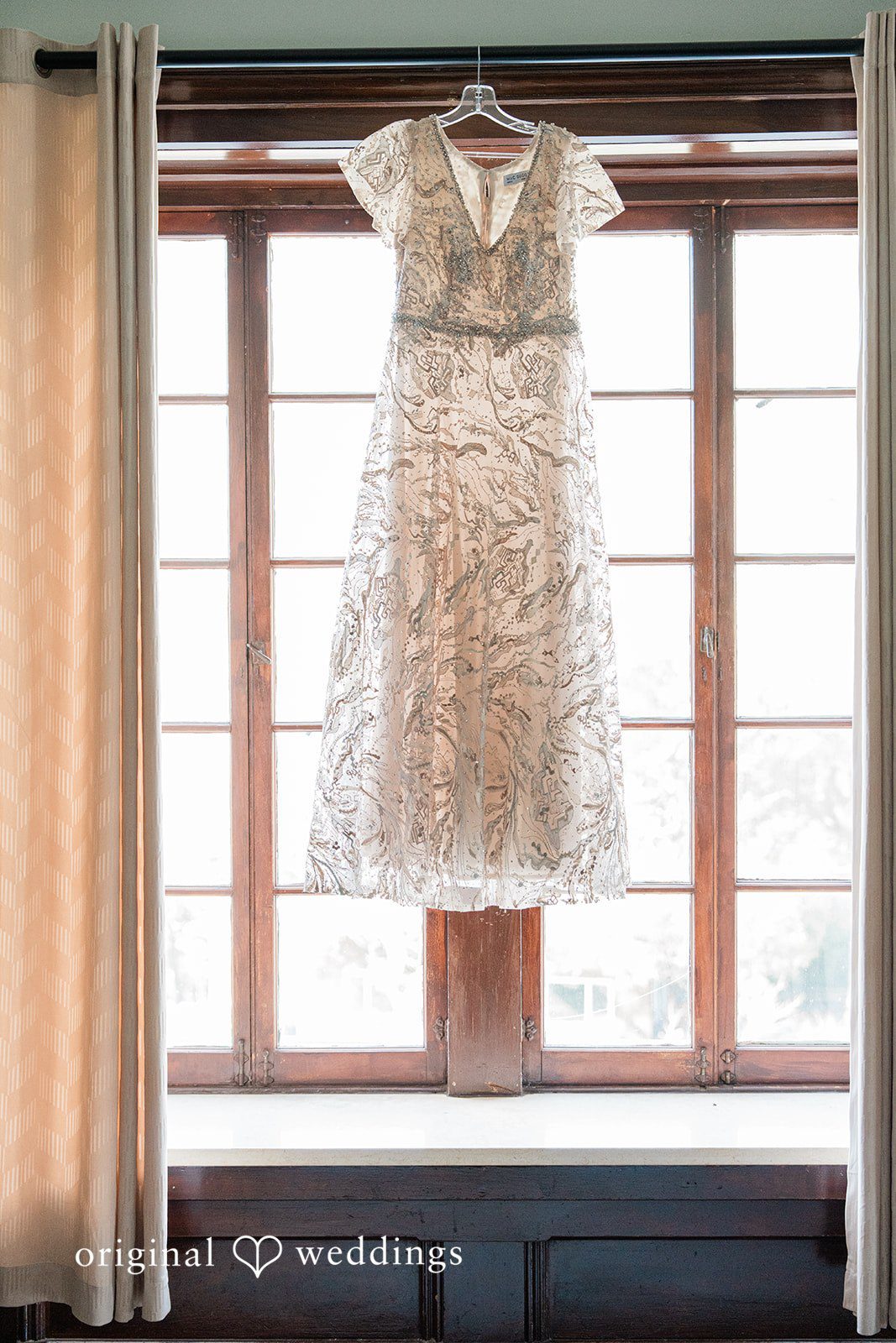 Beautiful picture of wedding gown at Elliston Vineyards