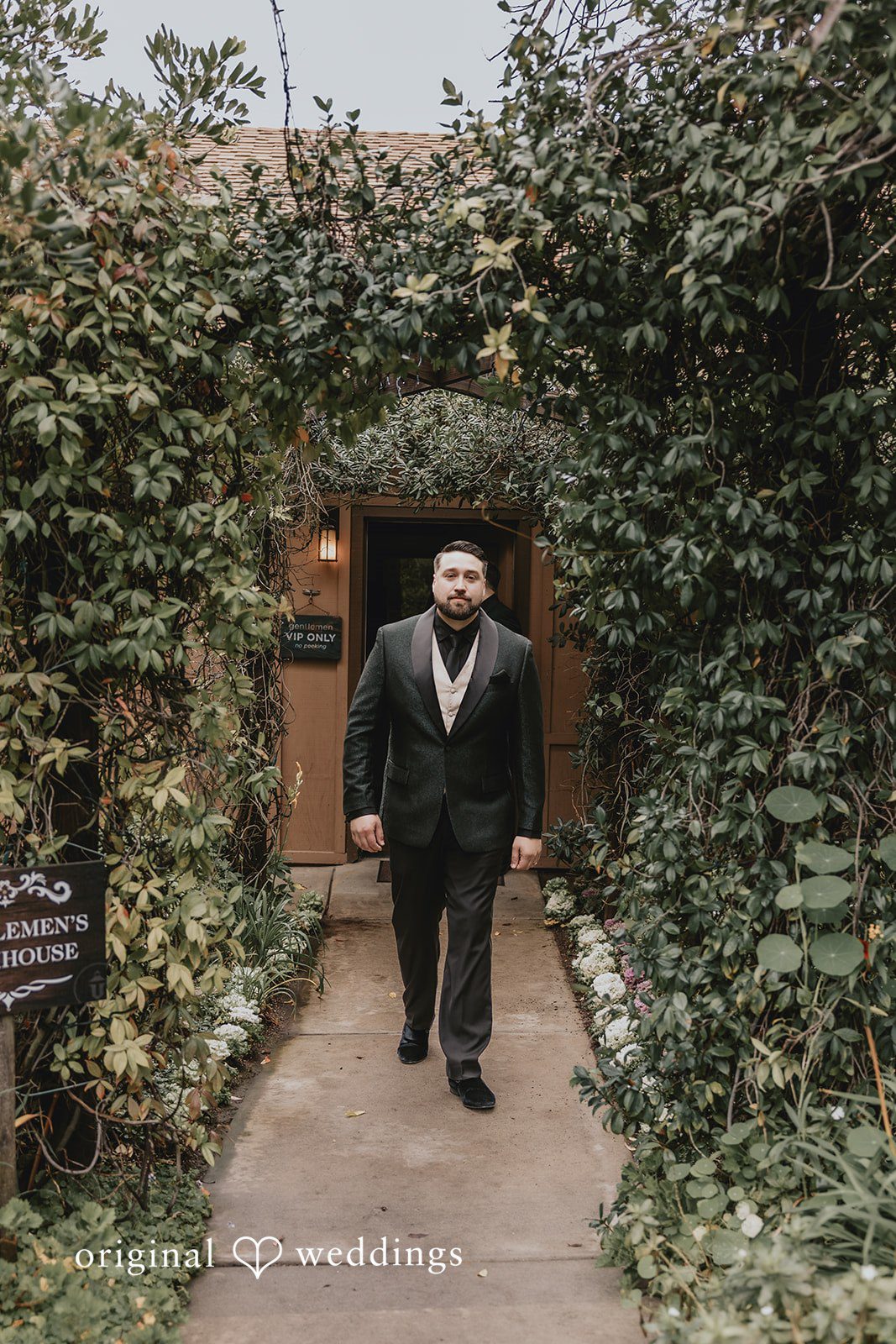 Elegant picture of groom while walking