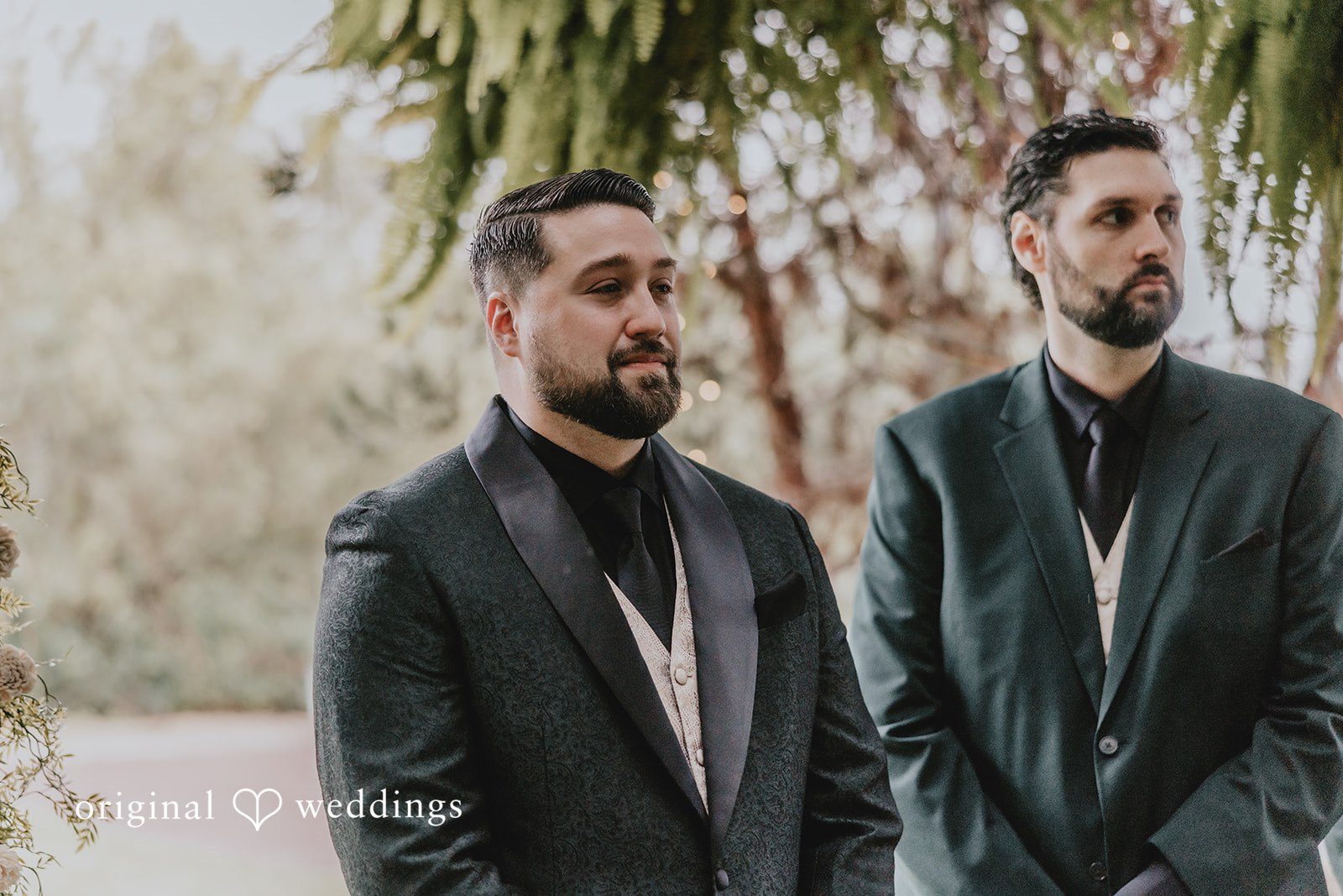 Groom waiting for bride at Ethereal Gardens