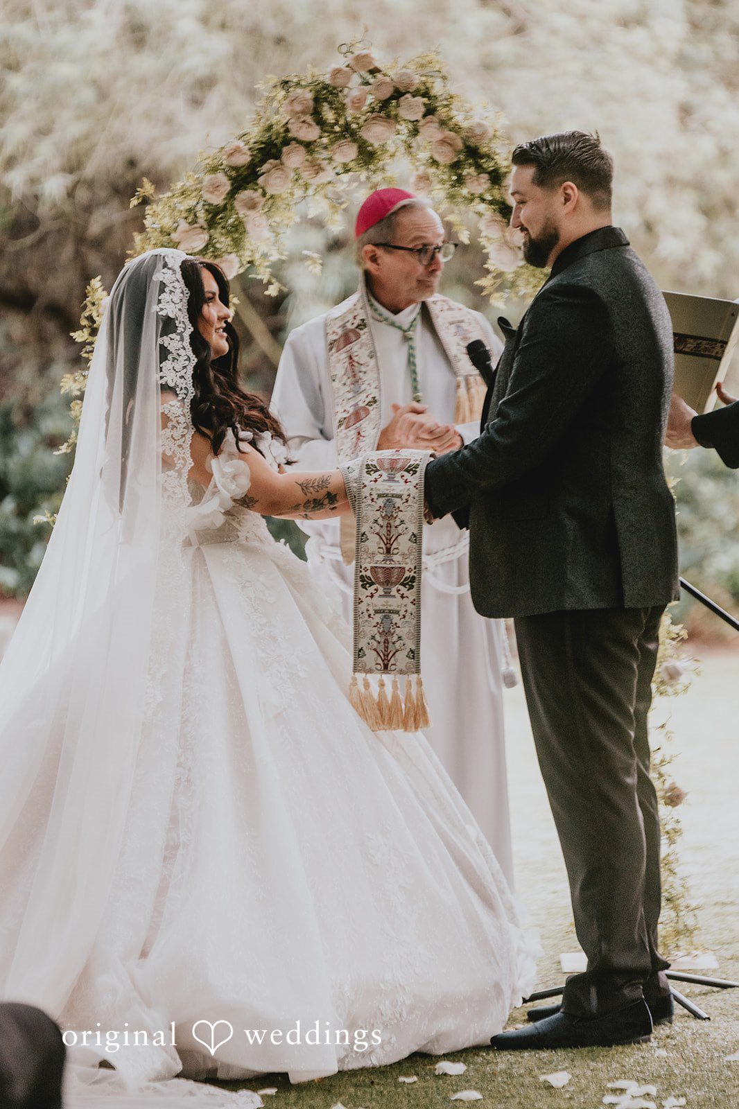 Couple exchanging vows during ceremony