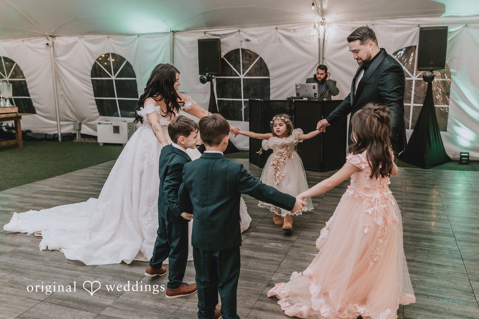 Lovely picture of couple with family at Ethereal Gardens
