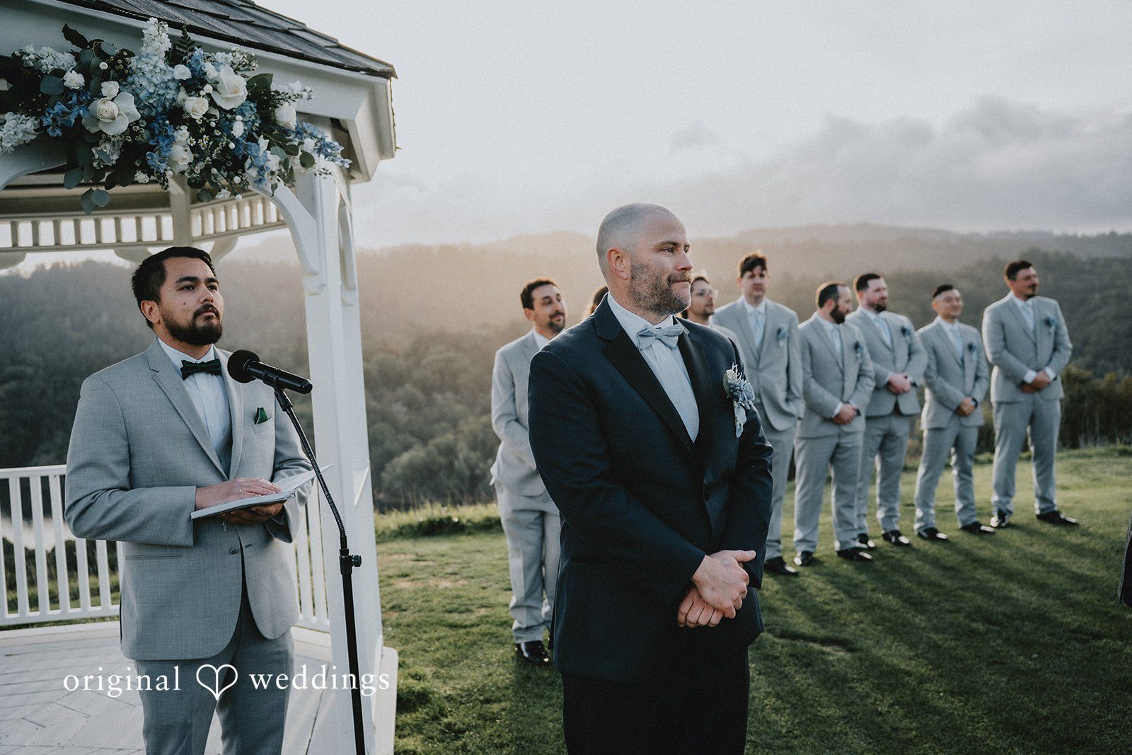 Dominique + Chris Groom waiting for the bride at the ceremony site