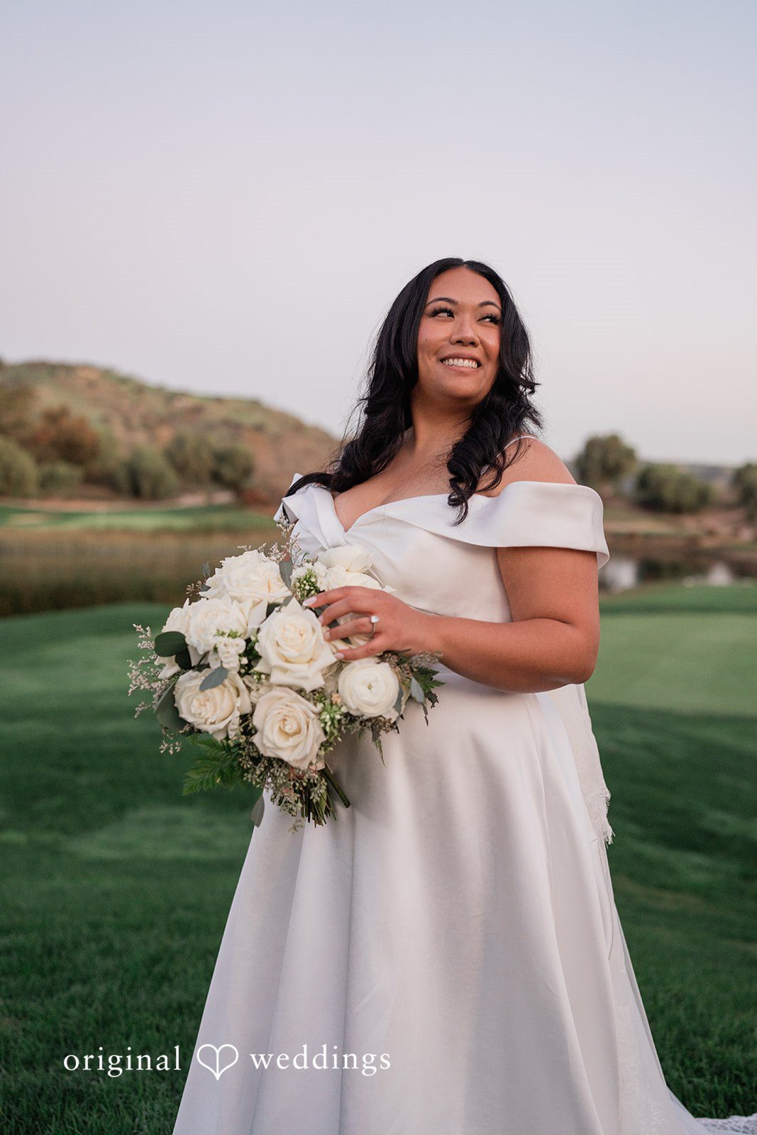 Jinelle + Brett Bride portrait enjoying her wedding day outdoors at Fallbrook Estate