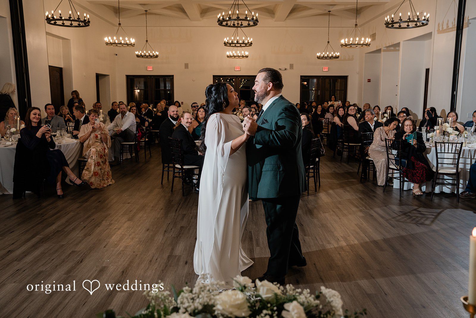 Jinelle + Brett Emotional first dance of bride and groom during wedding reception celebration at Fallbrook Estate