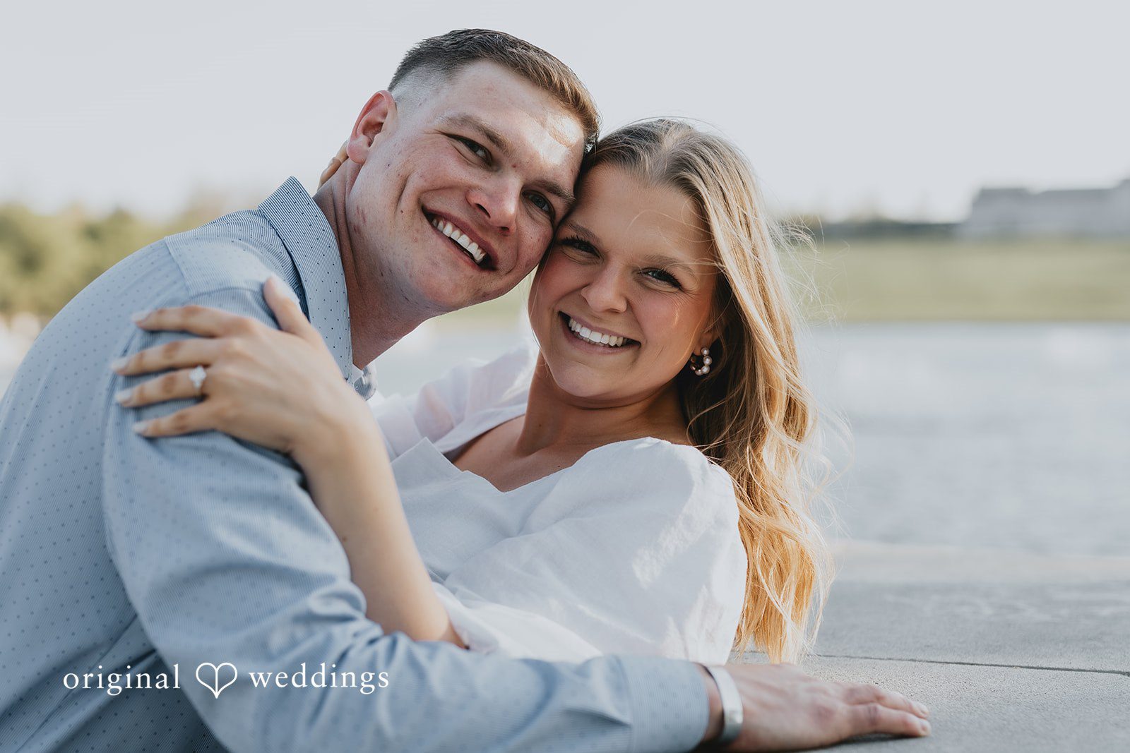 A cute head-shot portrait of the couple
