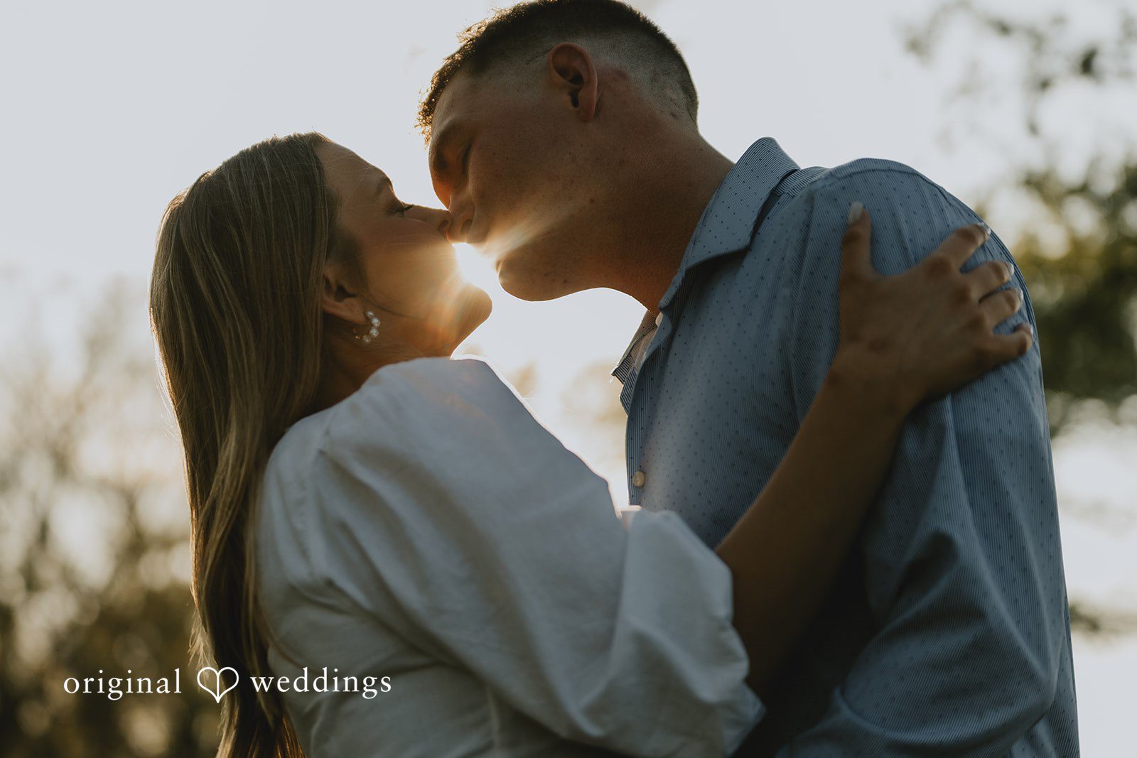 An evening romantic portrait of the couple