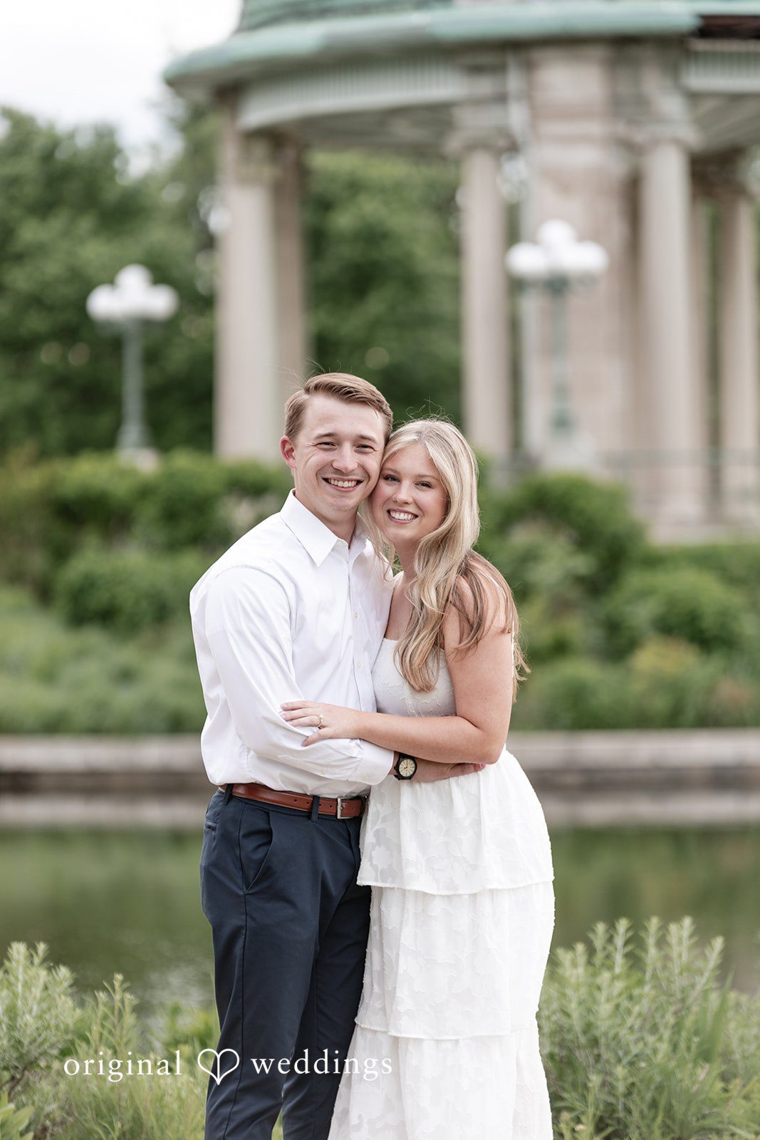 Rhyen + Jacob Couple posing together surrounded by greenery in the park