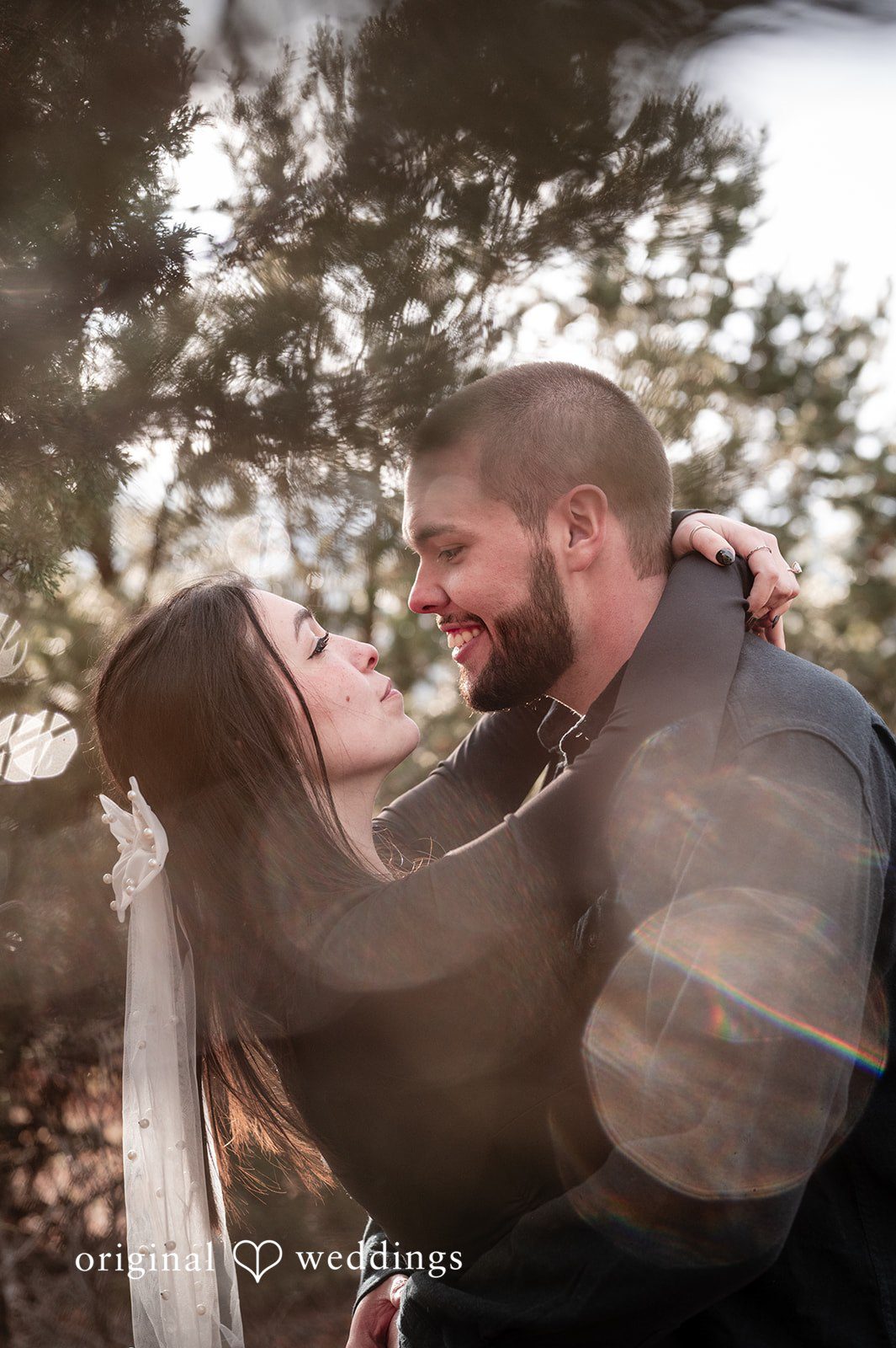 A romantic portrait of the couple