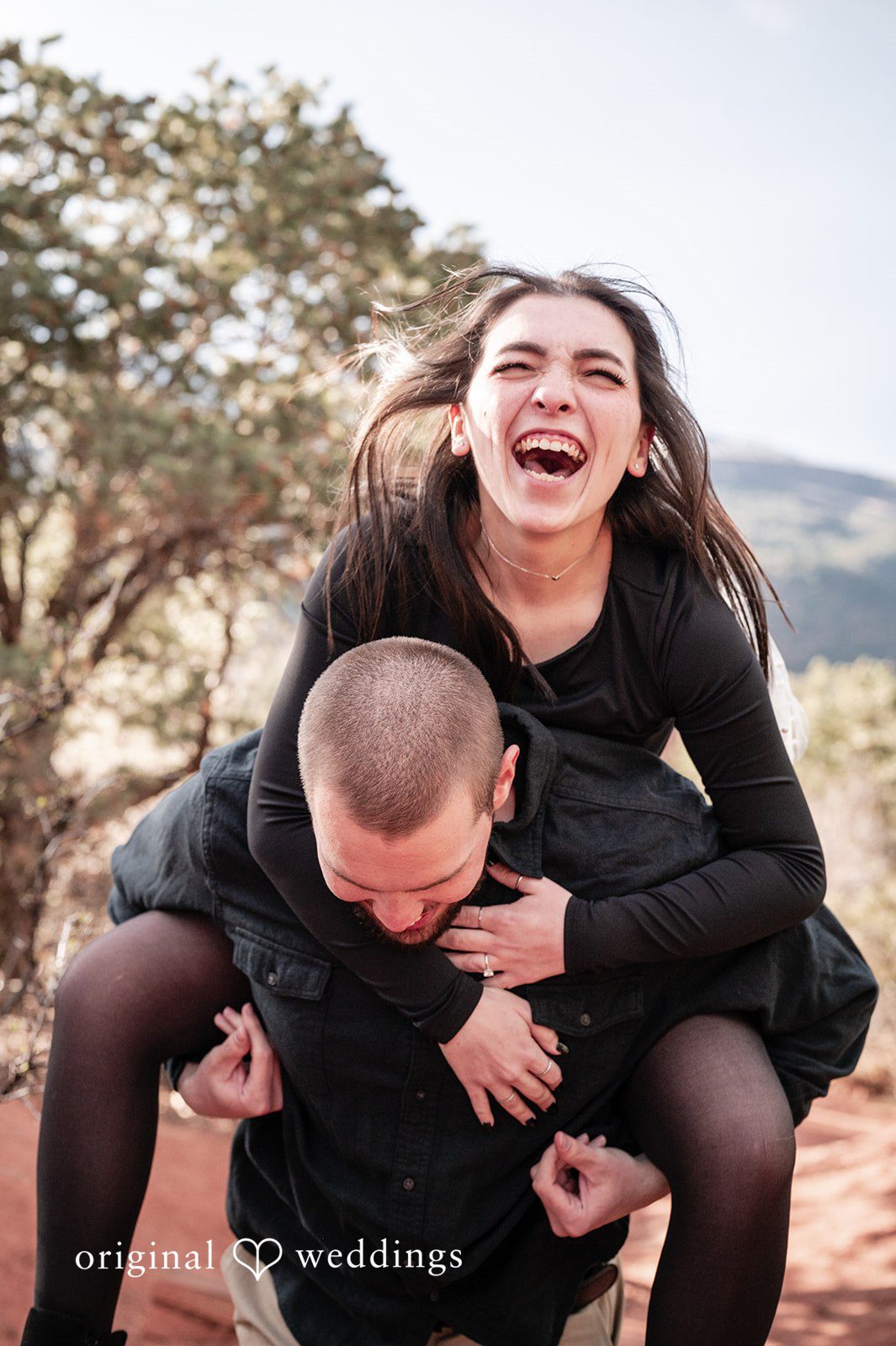 A joyful moment from the couple’s engagement session