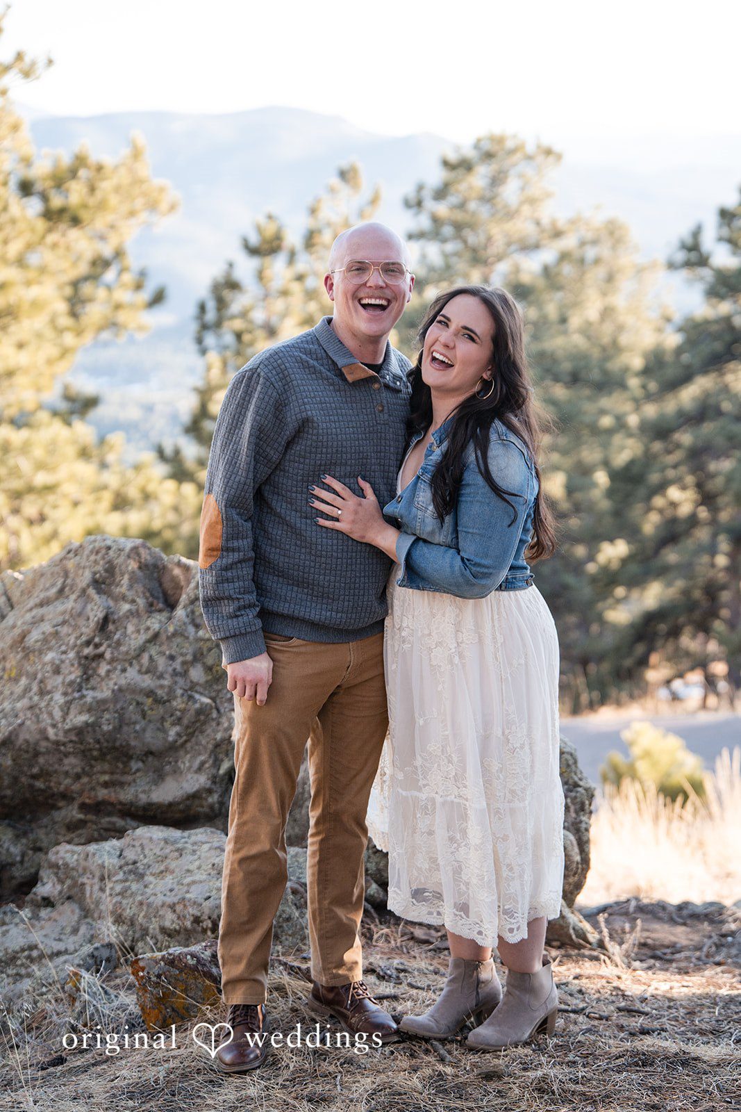 Couple expressing their happiness during photo session
