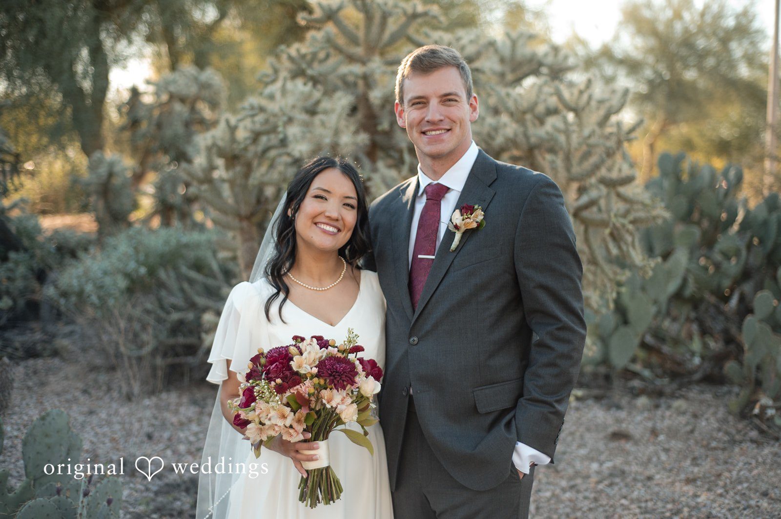 Original Weddings couple portrait captured by Phoenix Wedding Photographers at Gilbert LDS Temple during an elegant wedding