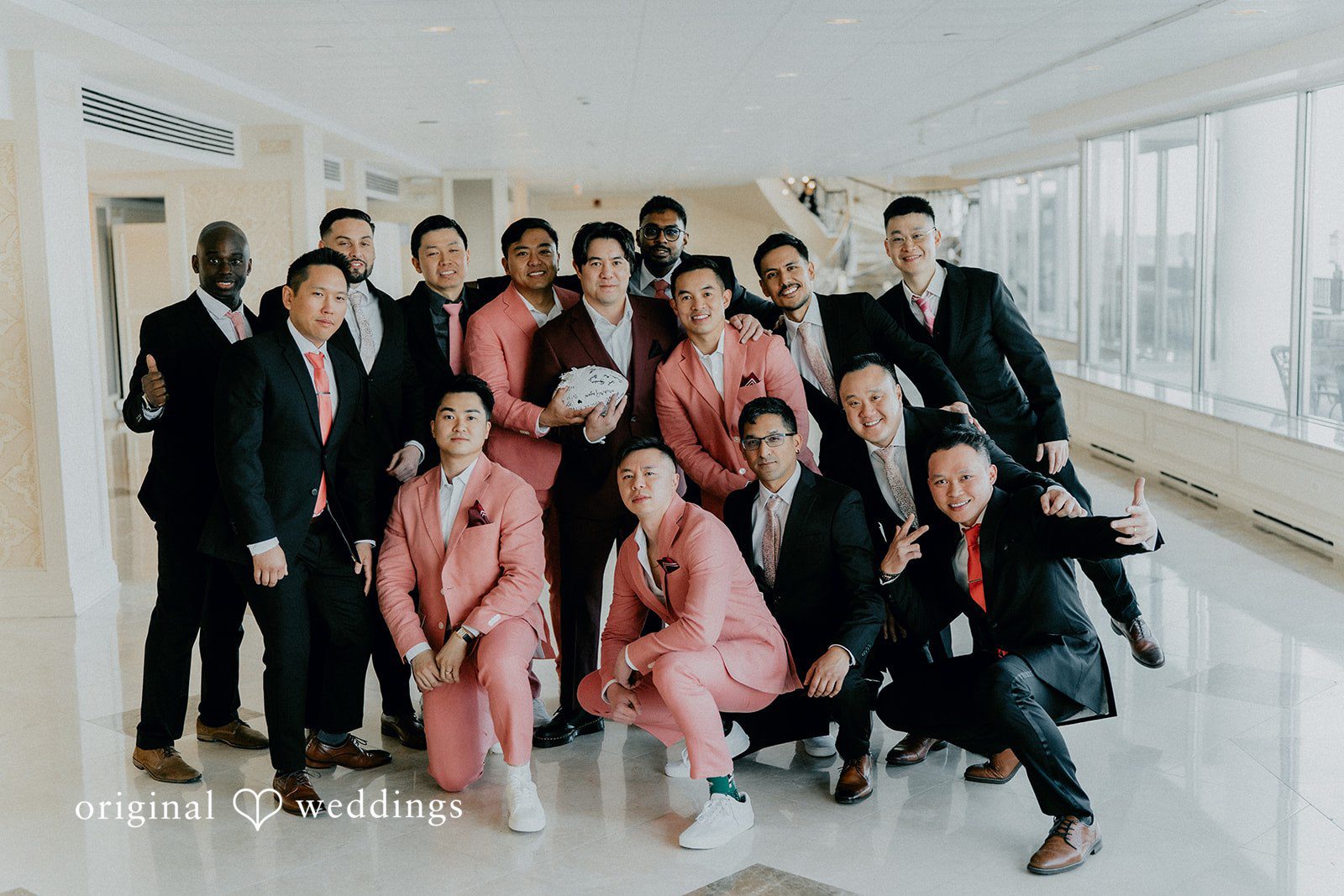 A stunning portrait of the groom and his groomsmen
