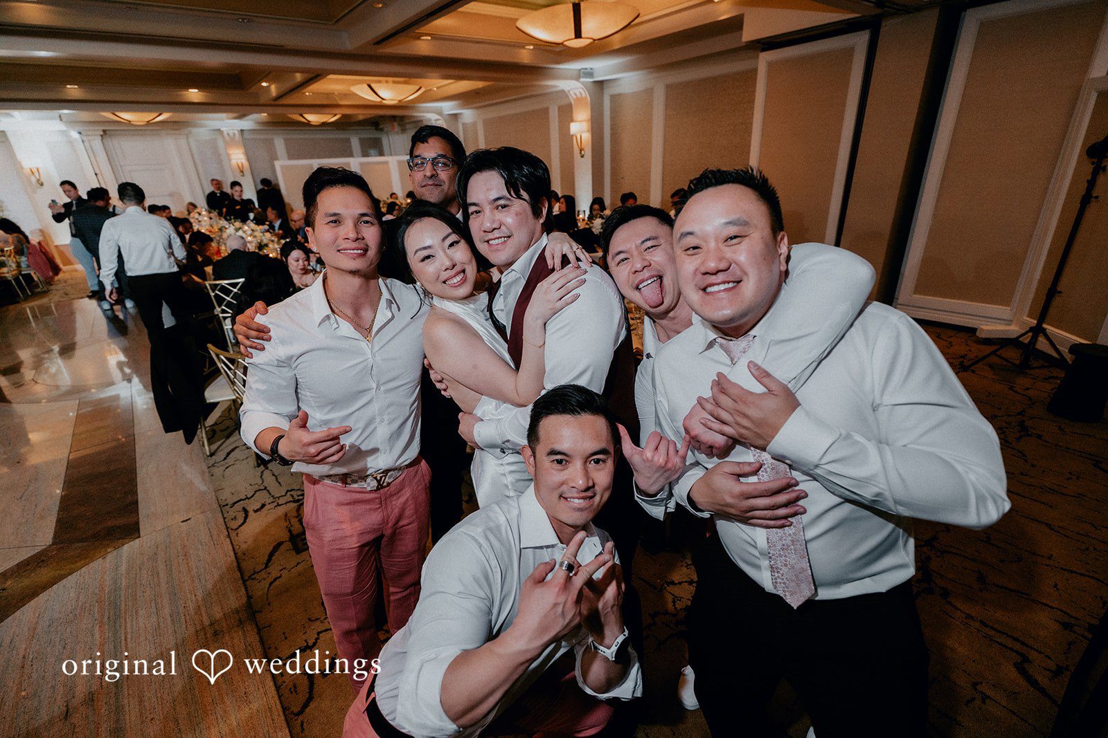 The couple and their wedding party