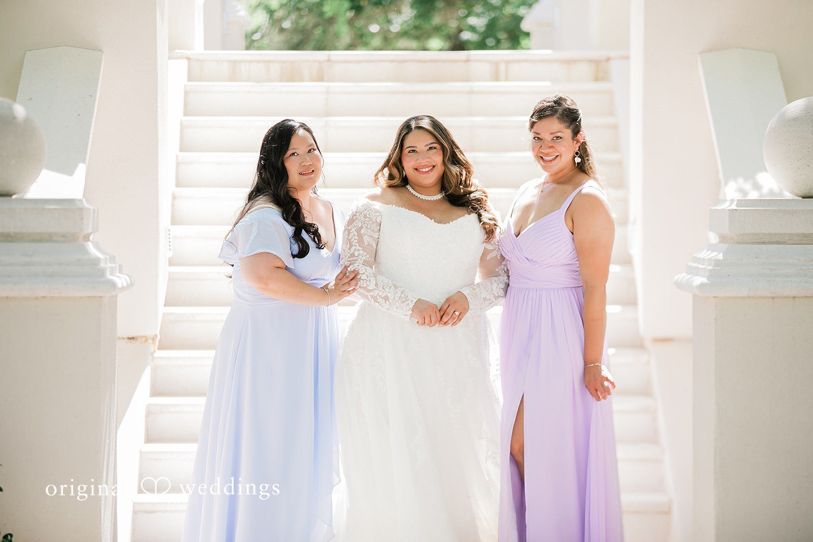 A portrait of the bride and her bridesmaids