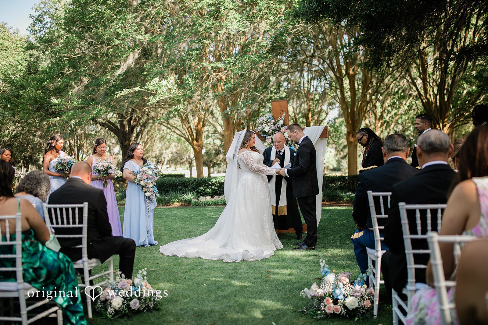 The couple exchanges wedding vows