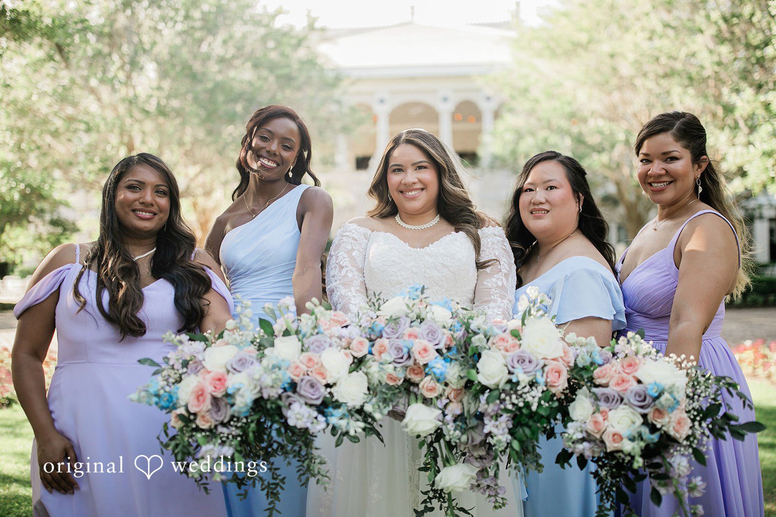 A beautiful portrait of the bride and her bridesmaids