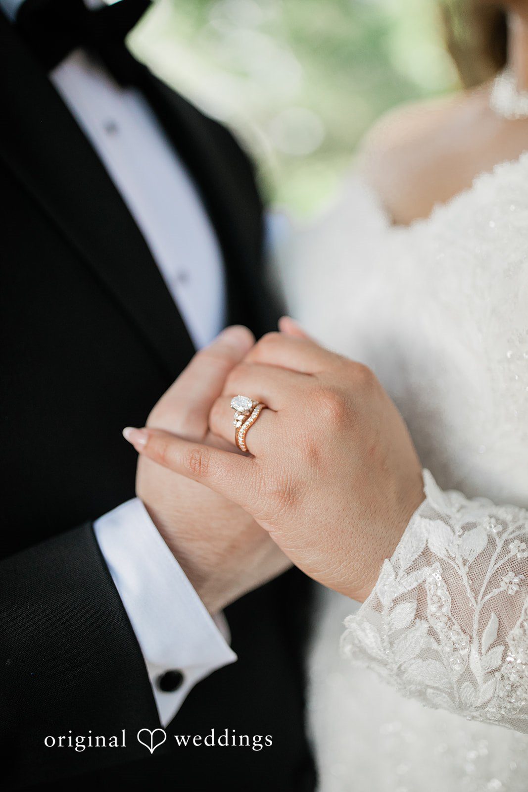 A close-up shot of the couple