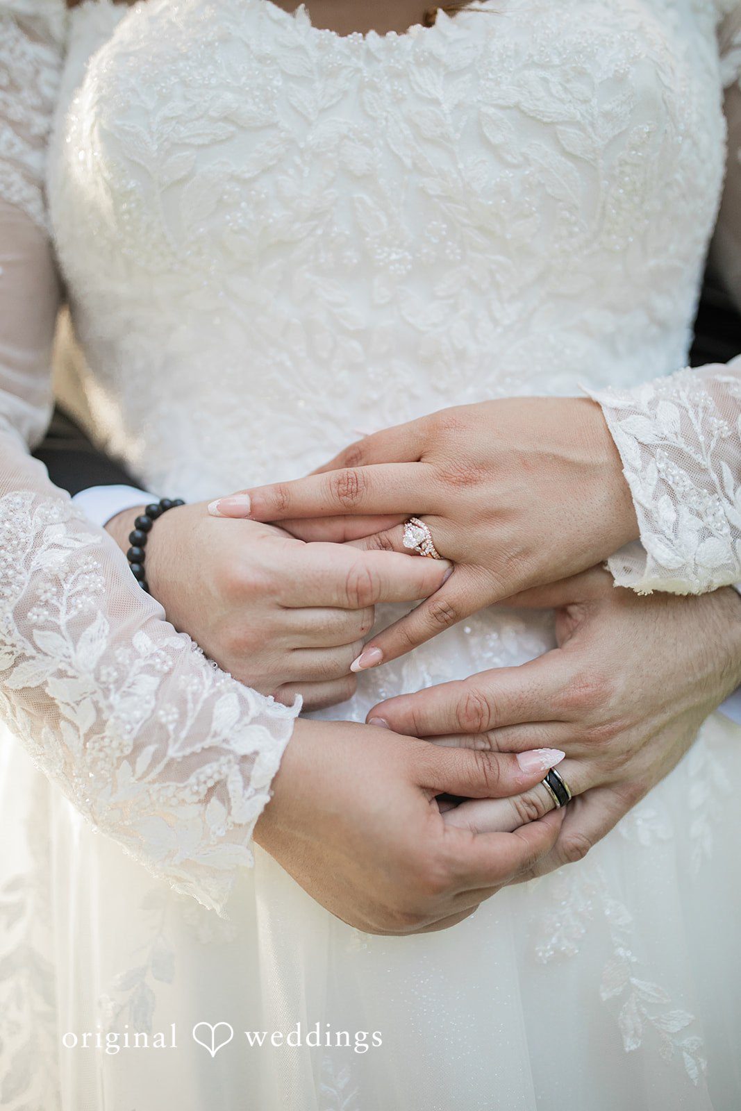 A close-up shot of the couple