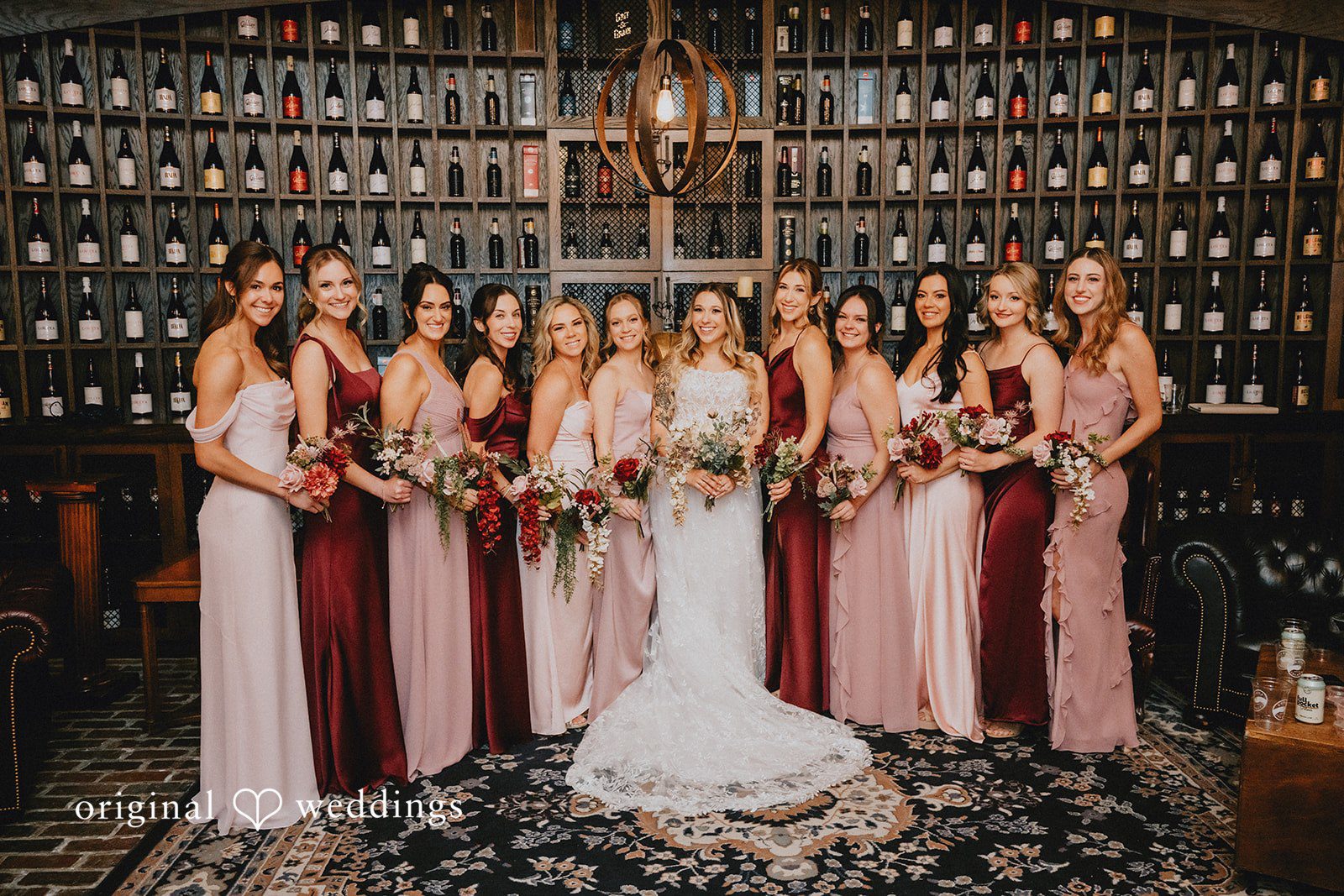 The bride and her bridesmaids