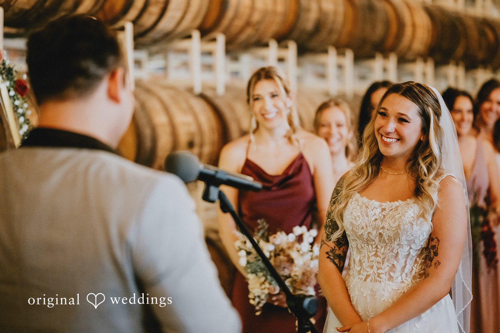 The groom reads his vows to the bride