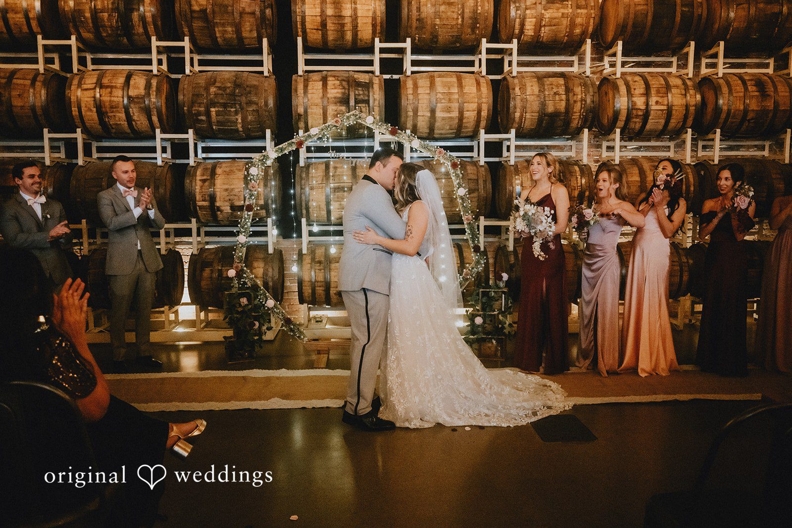 The couple takes their first kiss