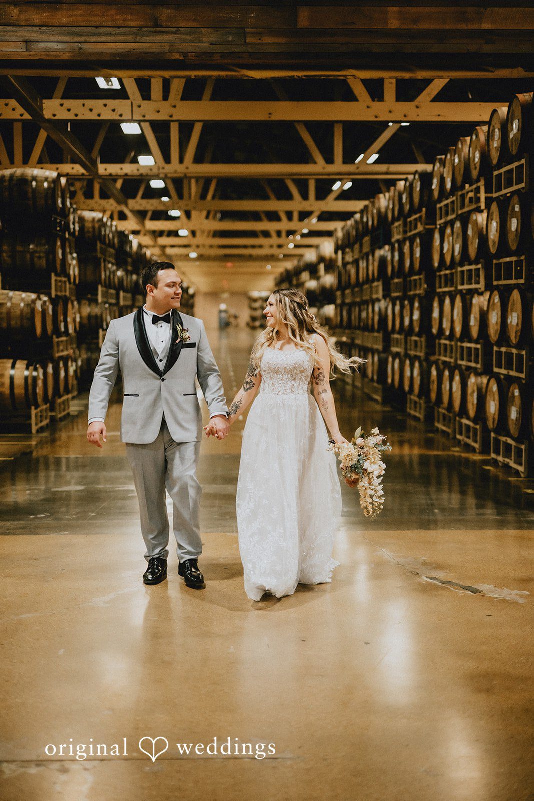 The couple takes a wall through the house