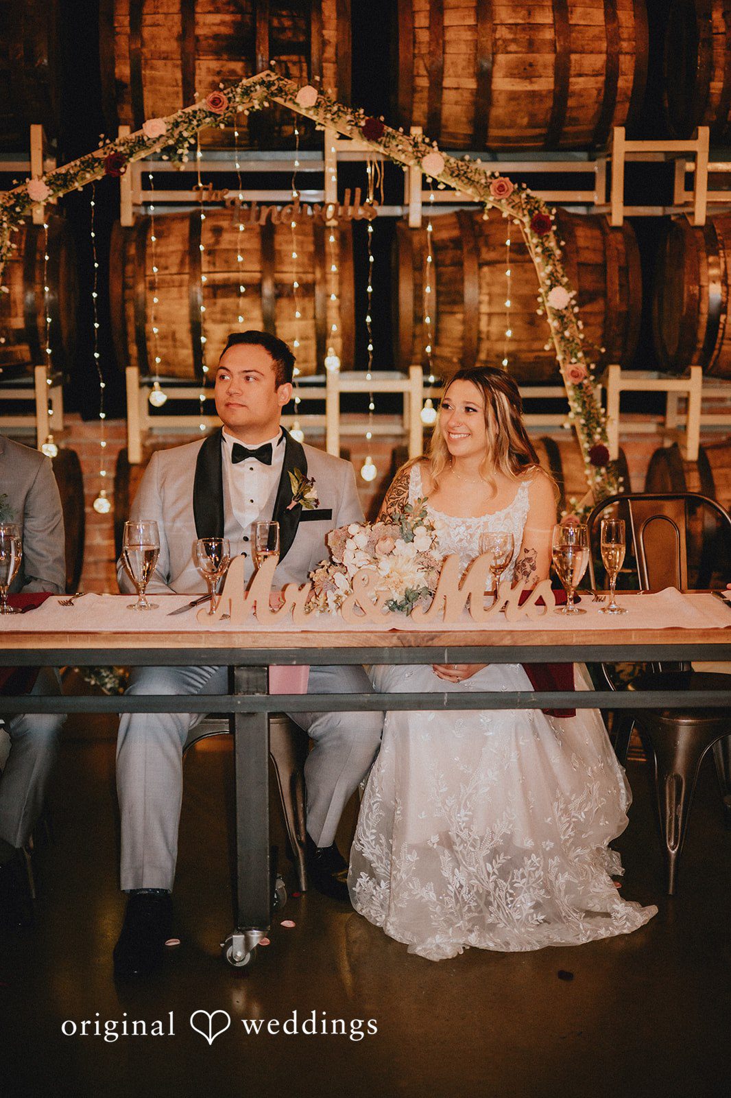 The happy couple at their wedding reception