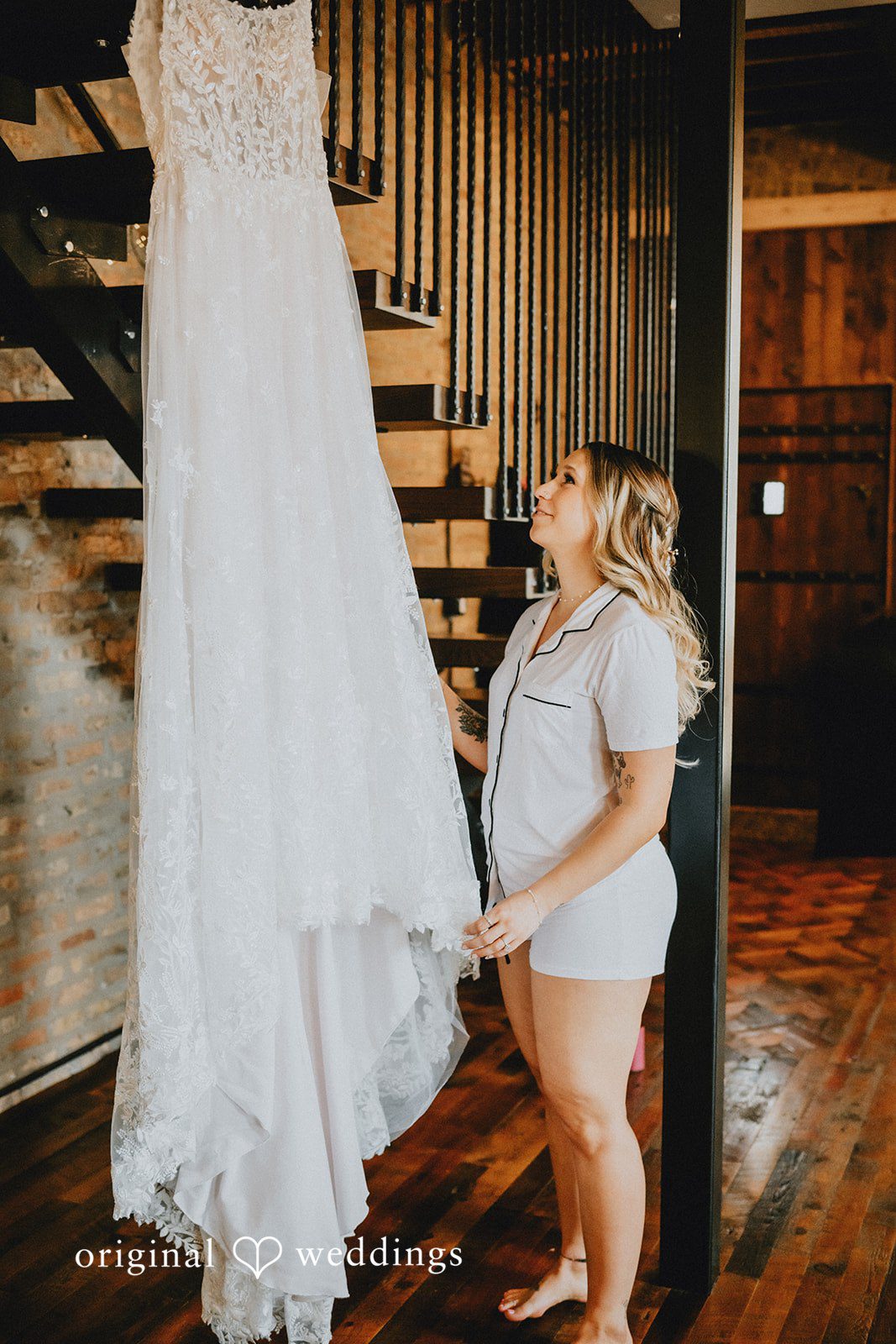The bride adores her wedding gown