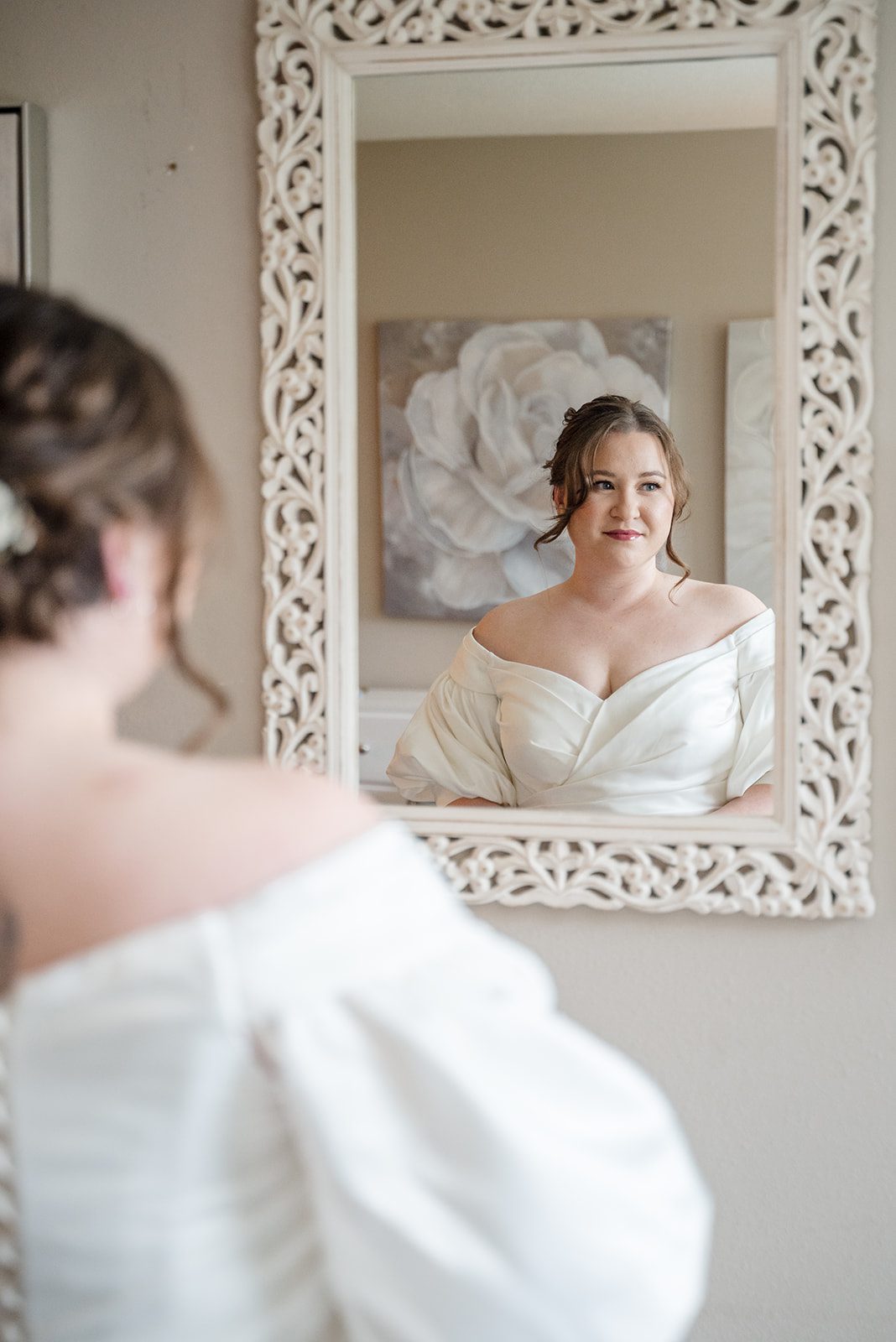 Tiare + Jeremy Beautiful bride portrait while getting ready before wedding ceremony