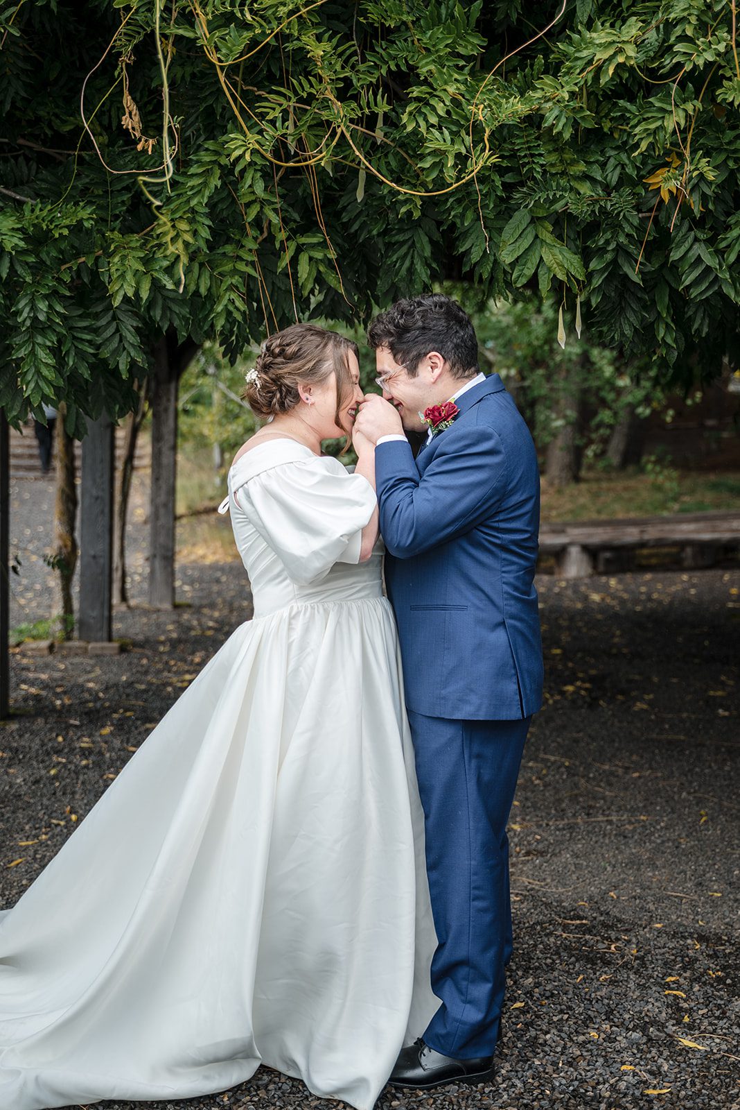 Tiare + Jeremy Romantic forest wedding portrait of newlyweds