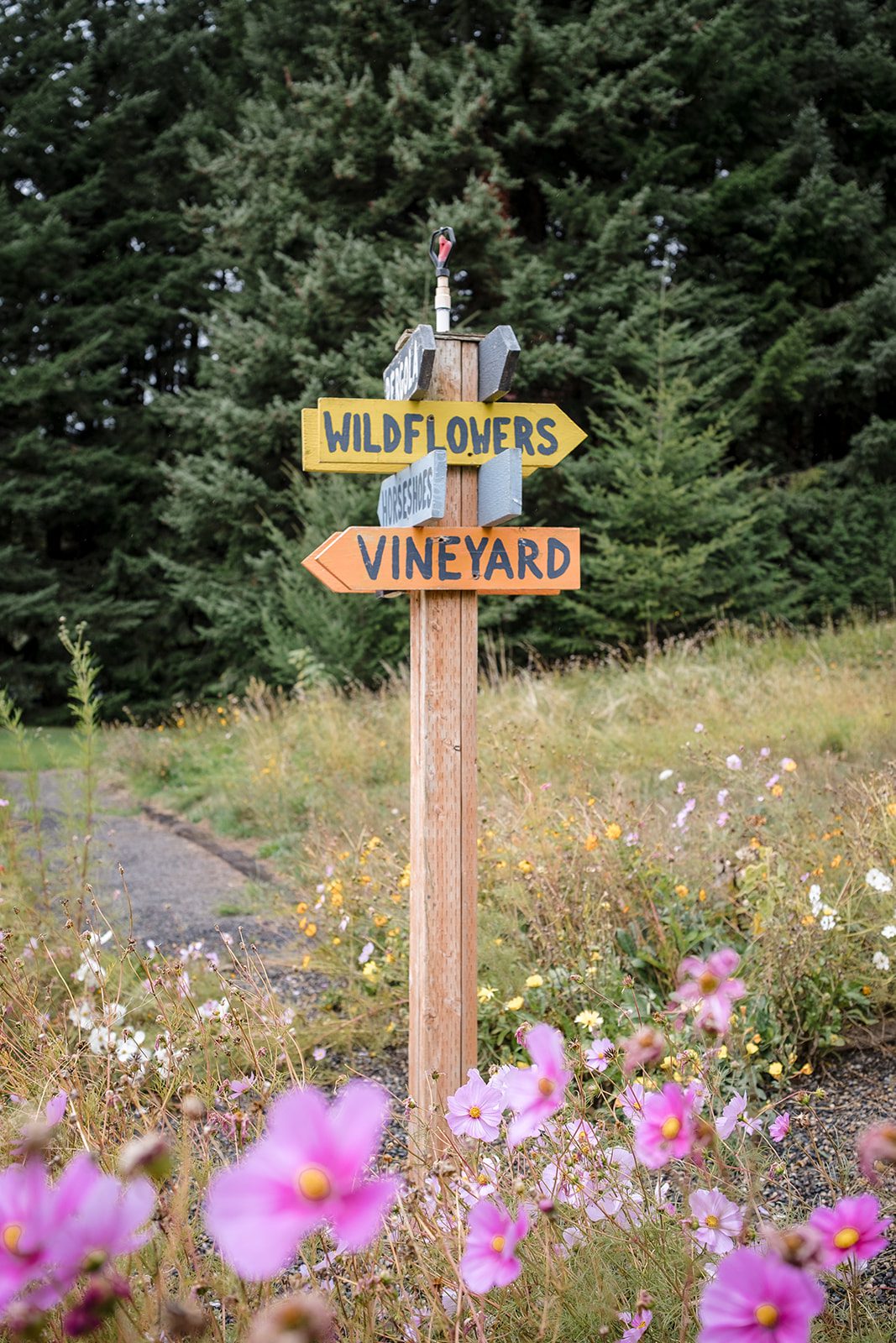 Tiare + Jeremy Beautiful welcome sign at Gorge Crest Vineyards wedding
