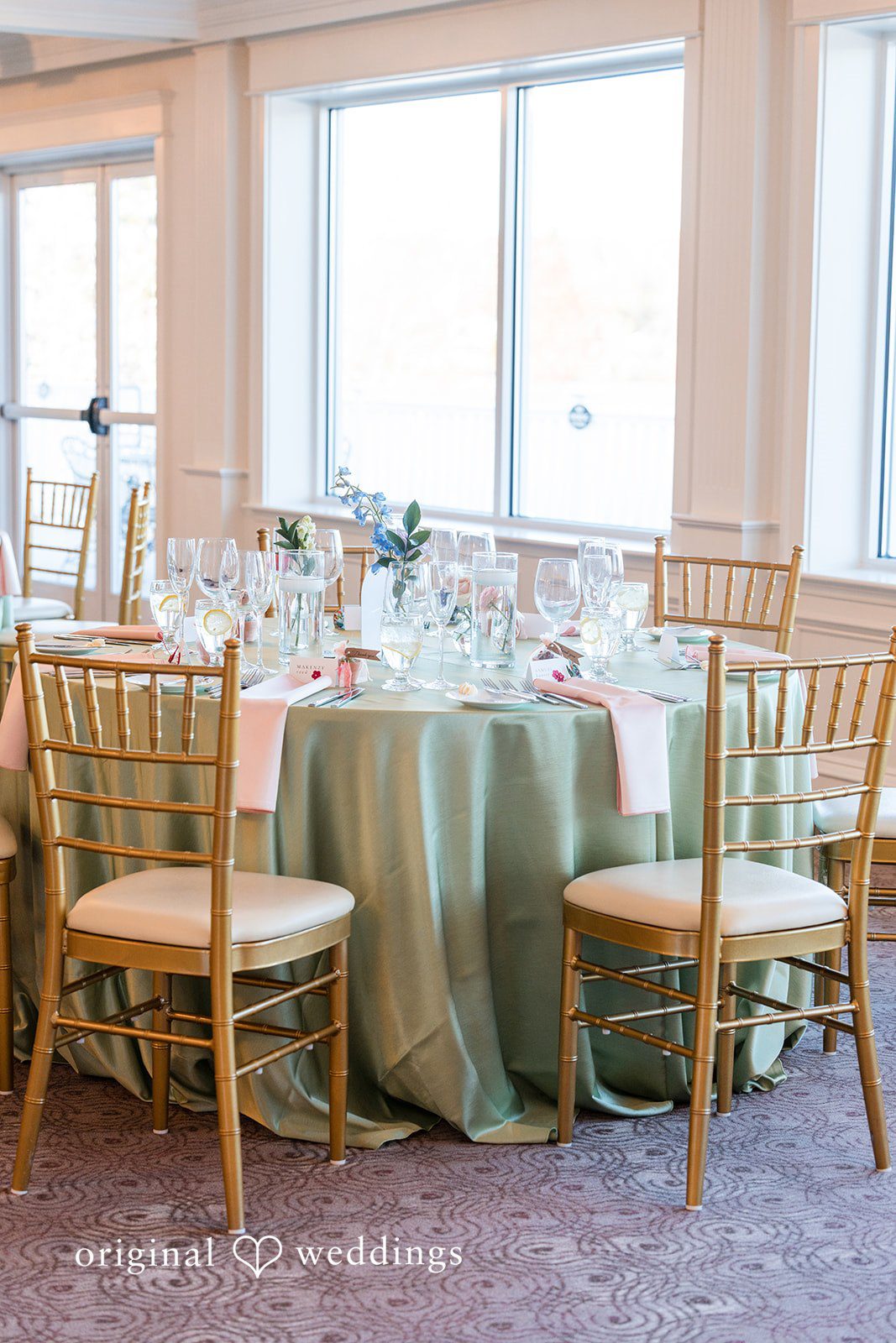 Vanessa + Bryant Decorated table at the wedding reception