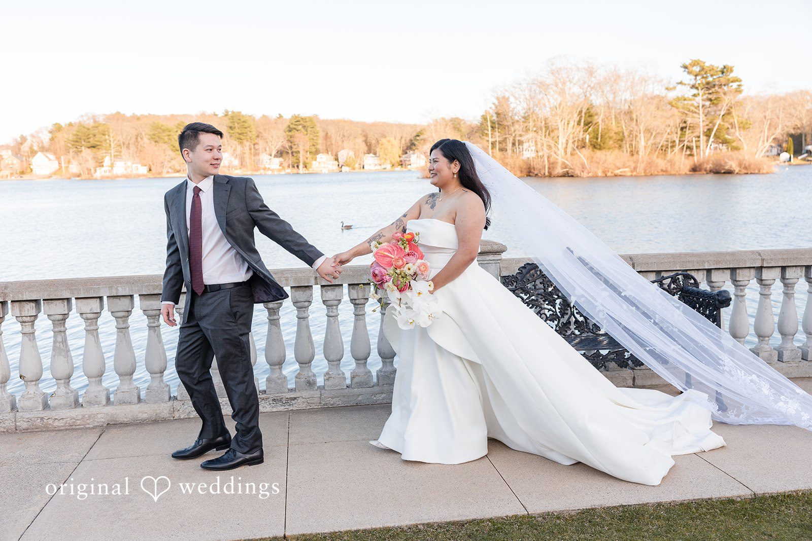 Vanessa + Bryant Our Boston wedding photographers captured a beautiful portrait of the couple at the Grand View