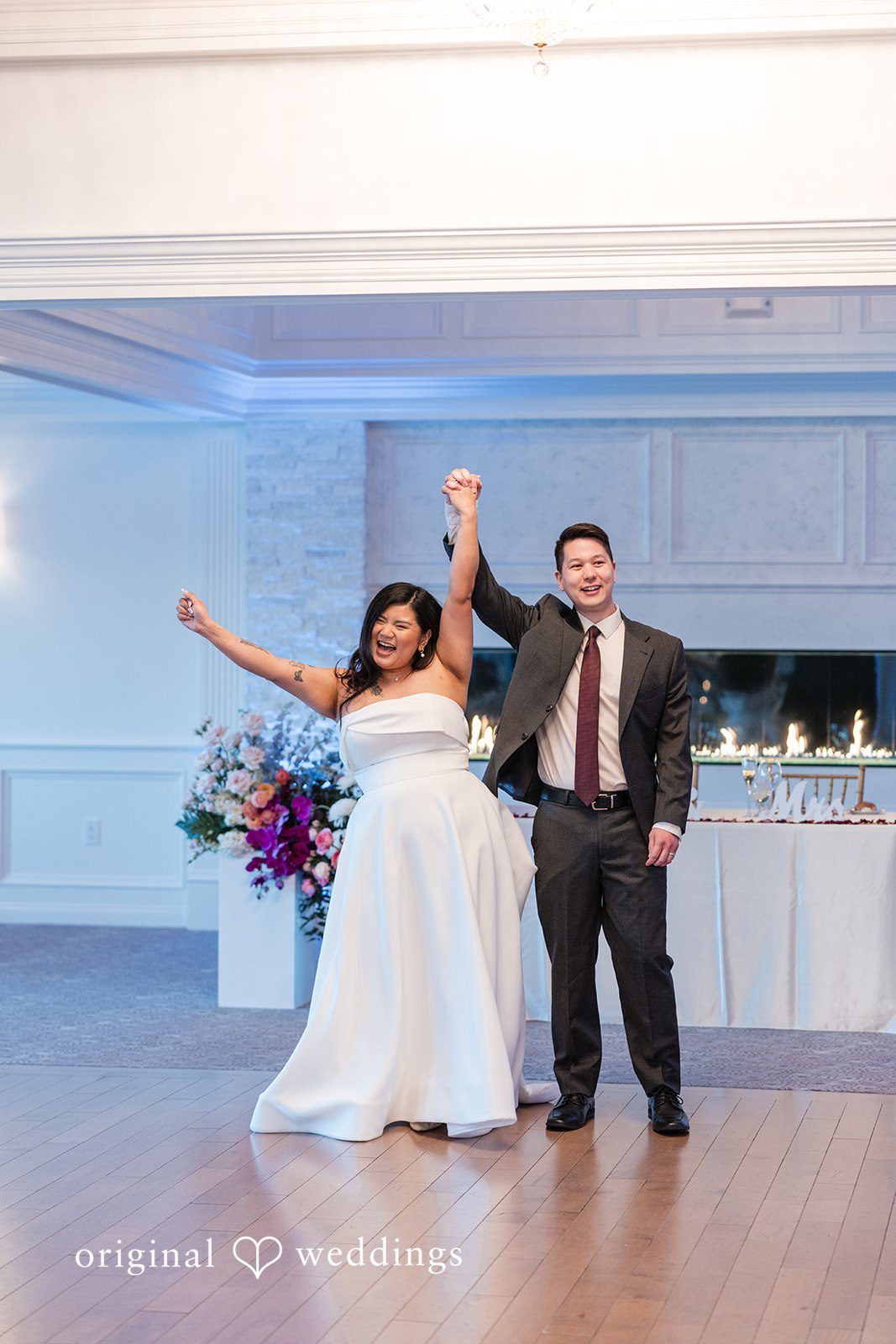 Vanessa + Bryant A joyful portrait of the couple from the wedding reception