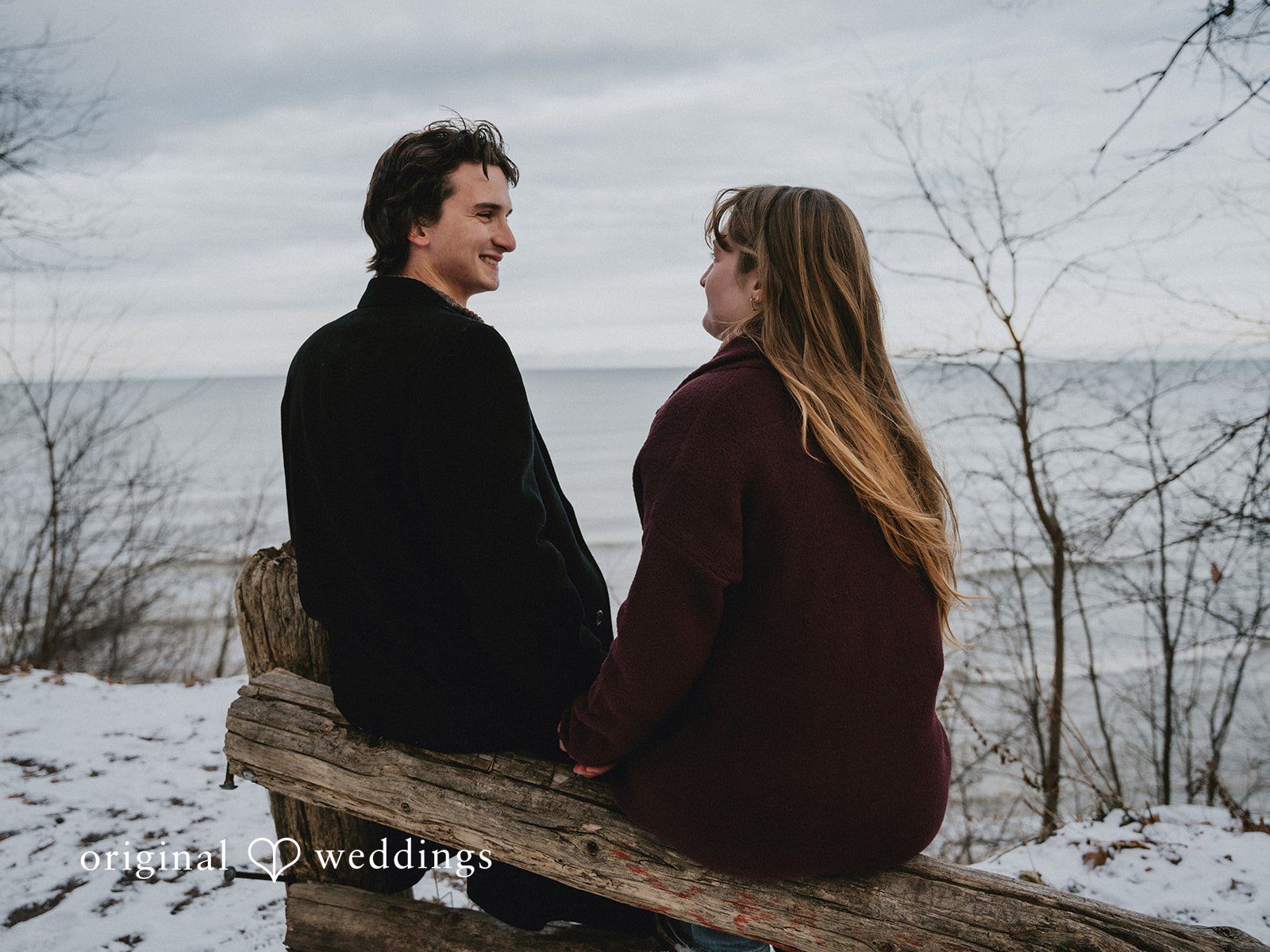 Beautiful couple looking at each other at Grant Park